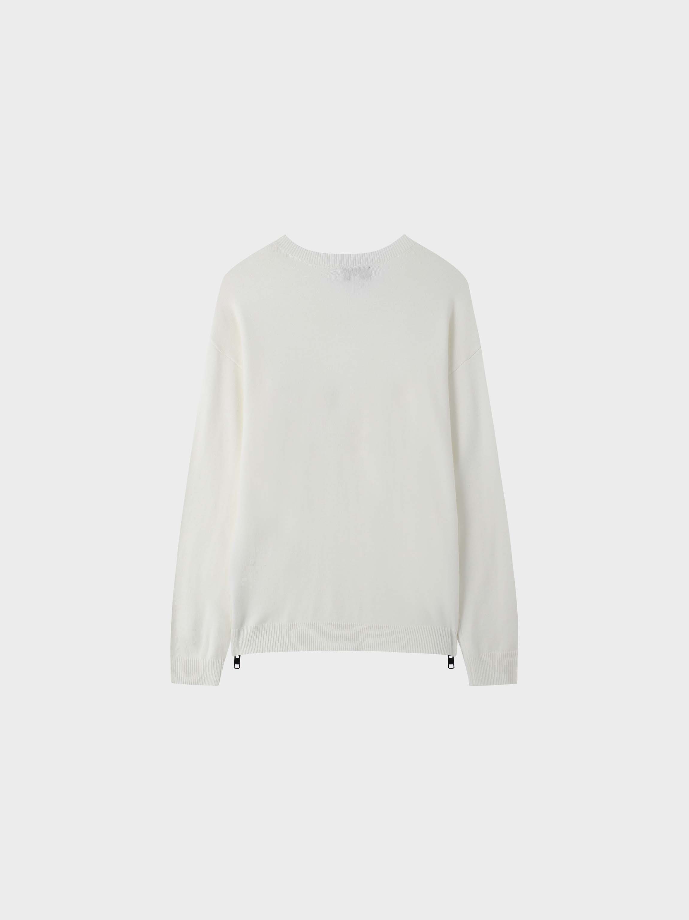 Side Zipper Sweater-Cream