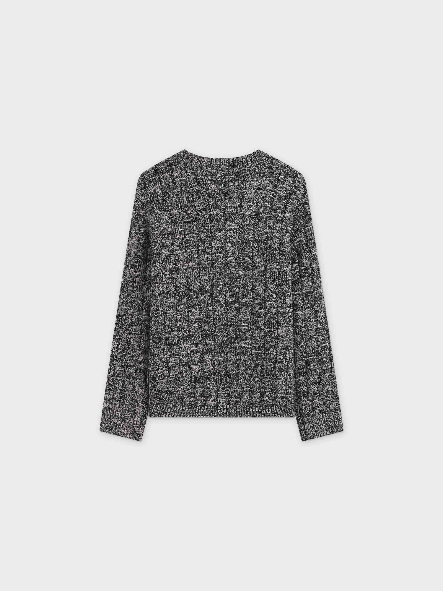 Chunky Heathered Cable sweater-Black/Tan