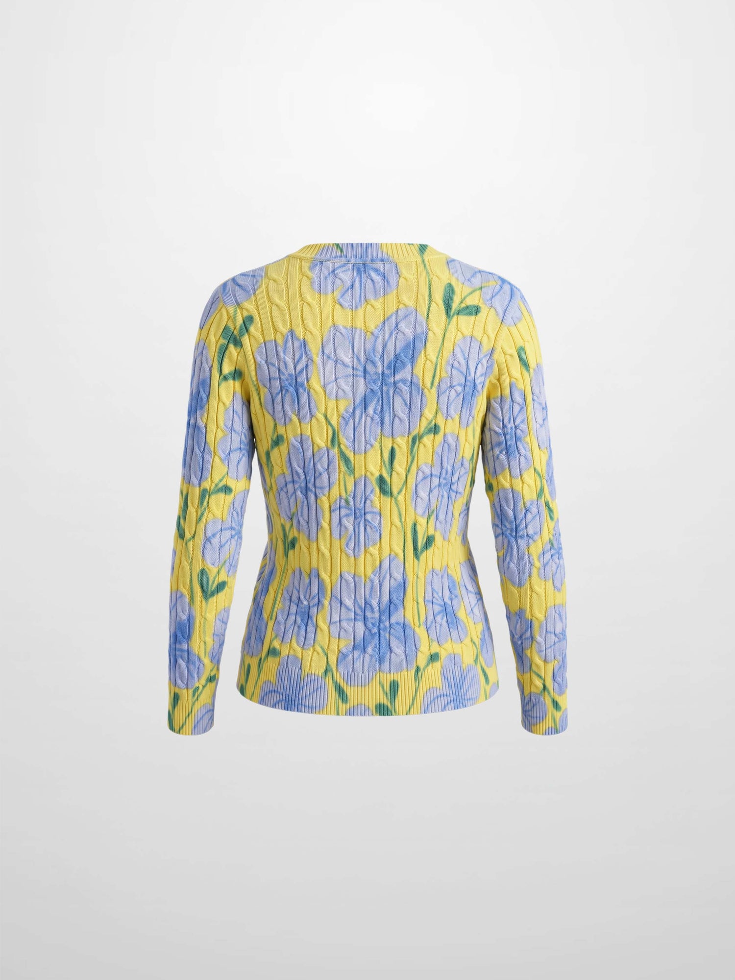 Floral Cable Printed Sweater - Yellow/Blue Floral