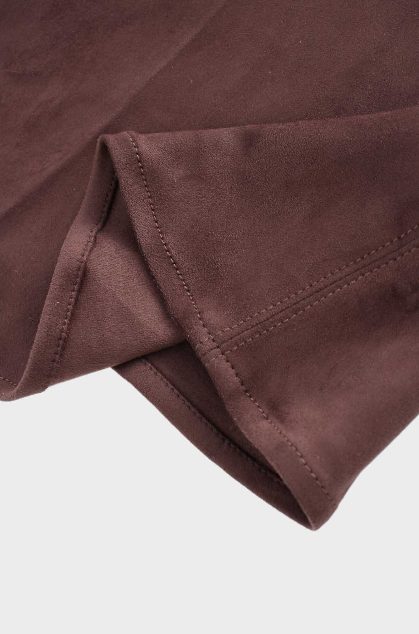 Suede Trumpet Skirt-Brown