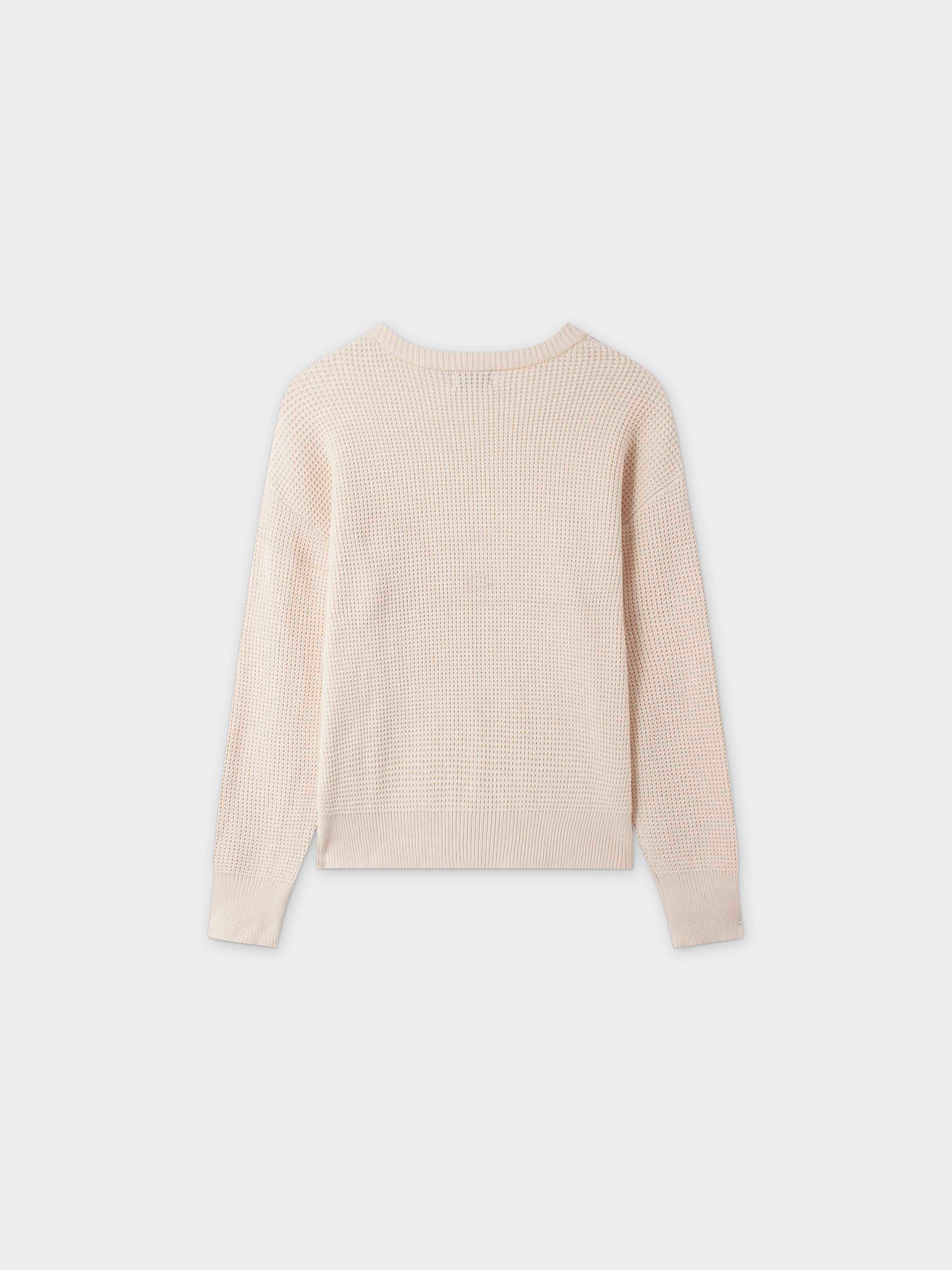 Chenille Waffle Sweater-Cream