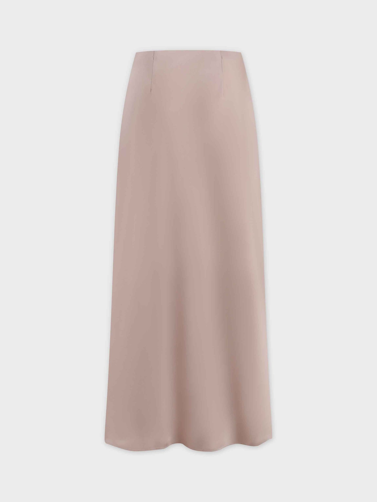 Solid Satin Slip Skirt-Natural