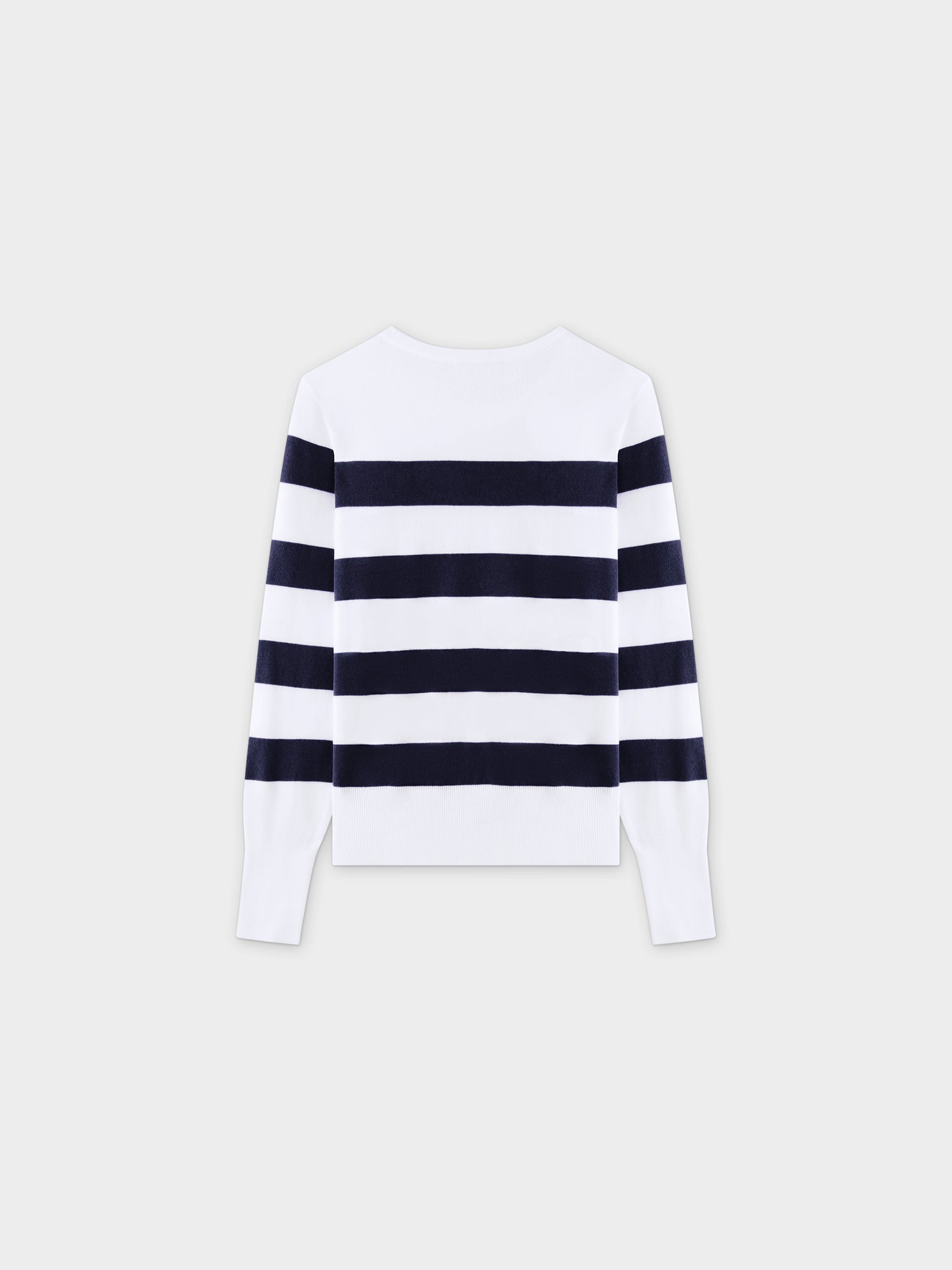 Striped Cotton Sweater-Navy