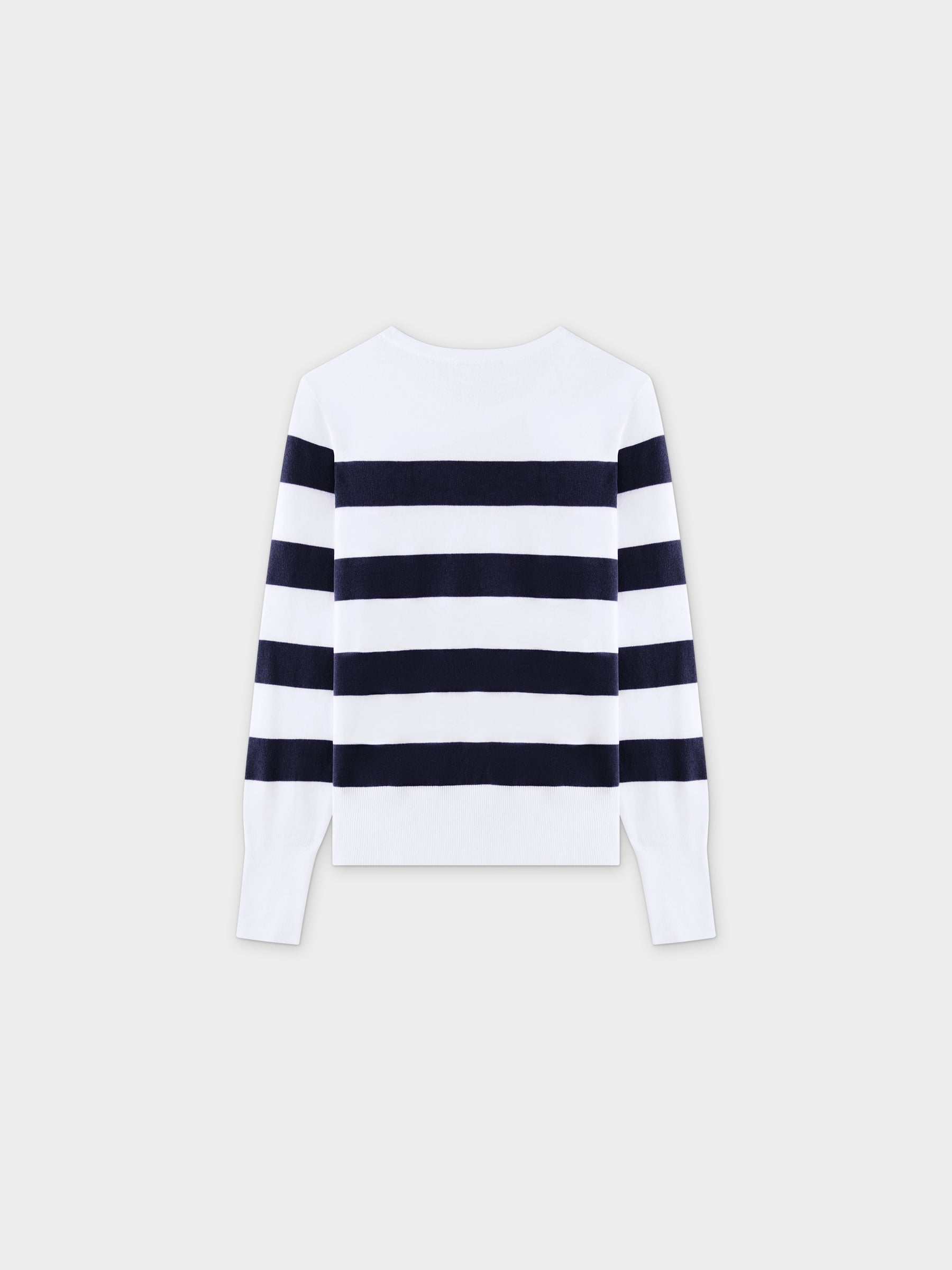 Striped Cotton Sweater-Navy