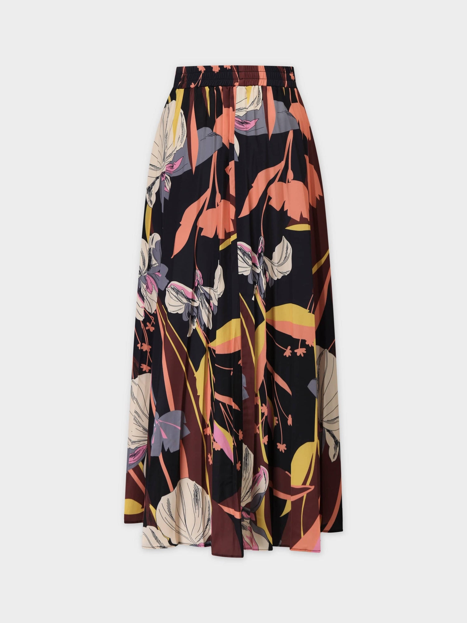 COVERED BAND PLEATED SKIRT 35&quot;-TROPICAL FLORAL