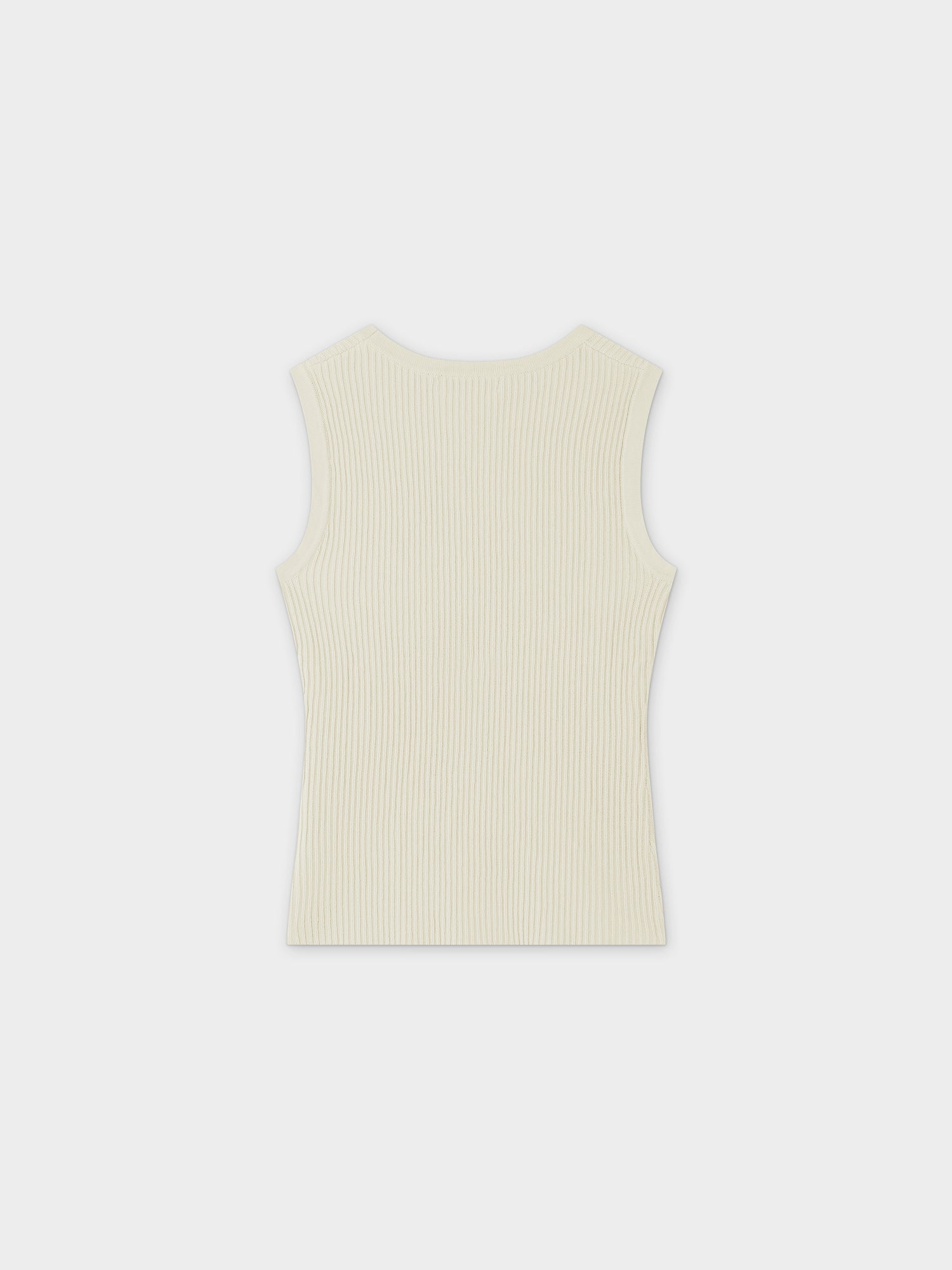 Sleeveless Ribbed Crew-Ivory