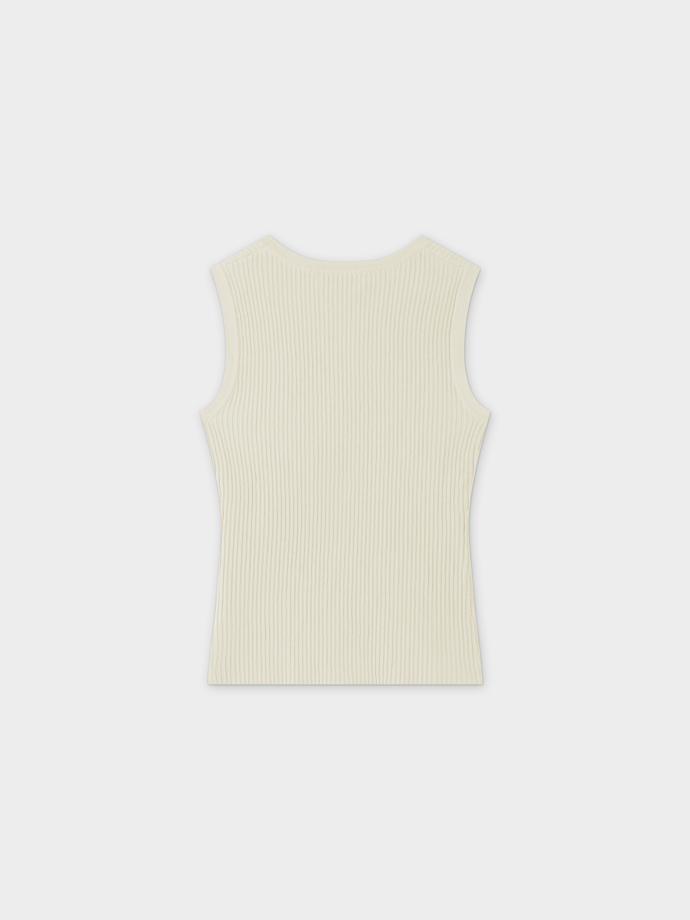 Sleeveless Ribbed Crew-Ivory