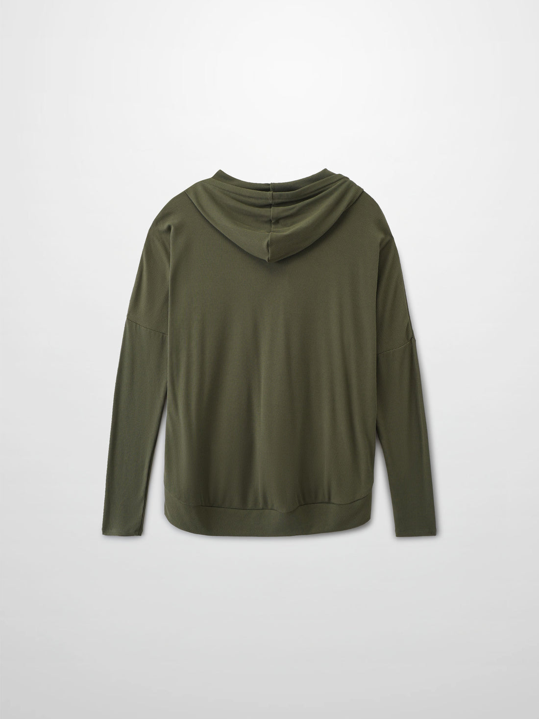 Ribbed Half Zip Hoodie Tee-Olive Green