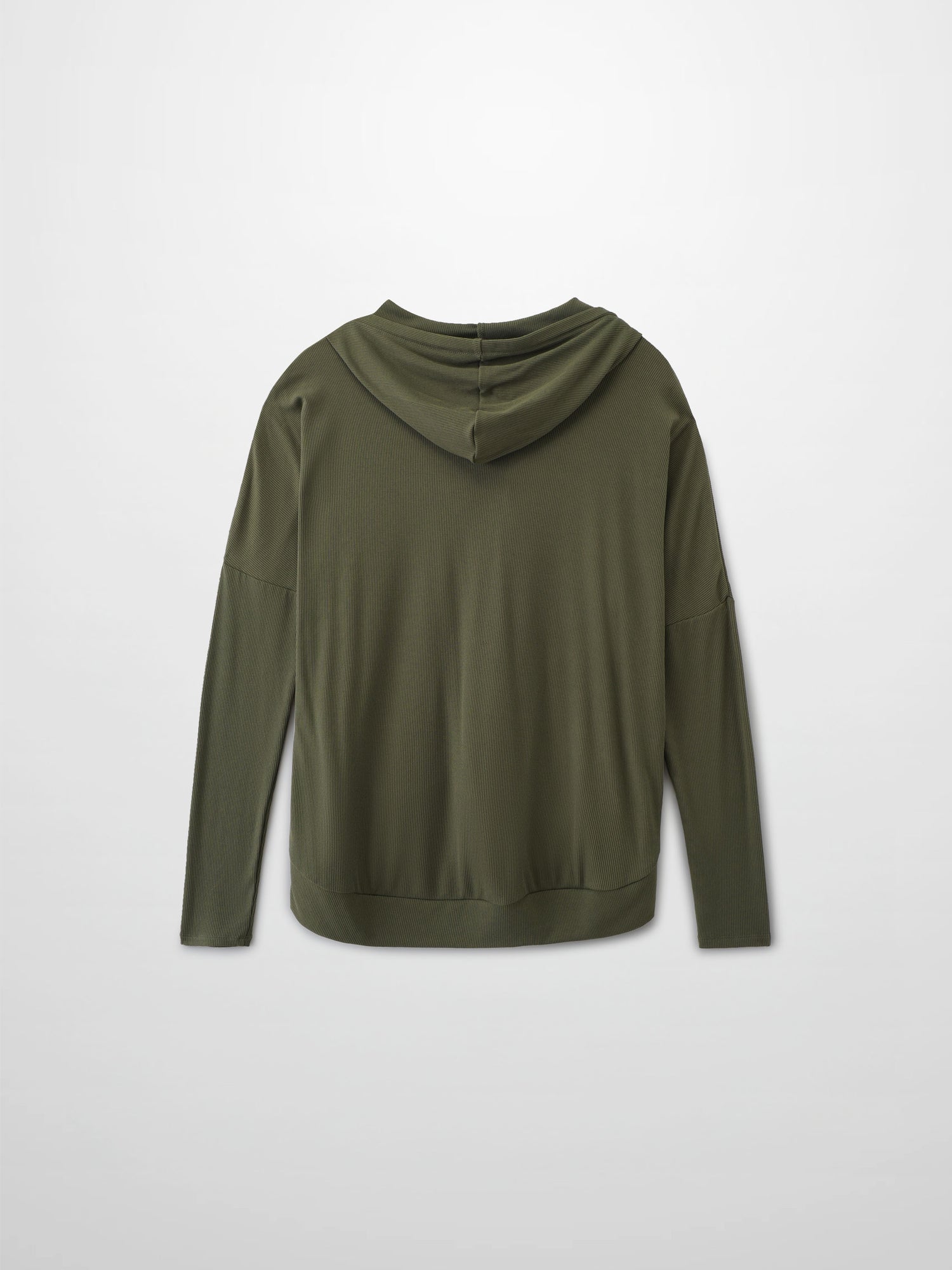 Ribbed Half Zip Hoodie Tee-Olive Green