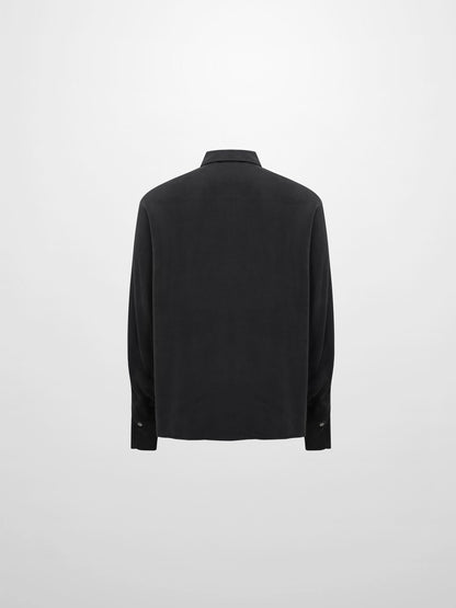 Dolman Sleeve Cupro Blouse-Black
