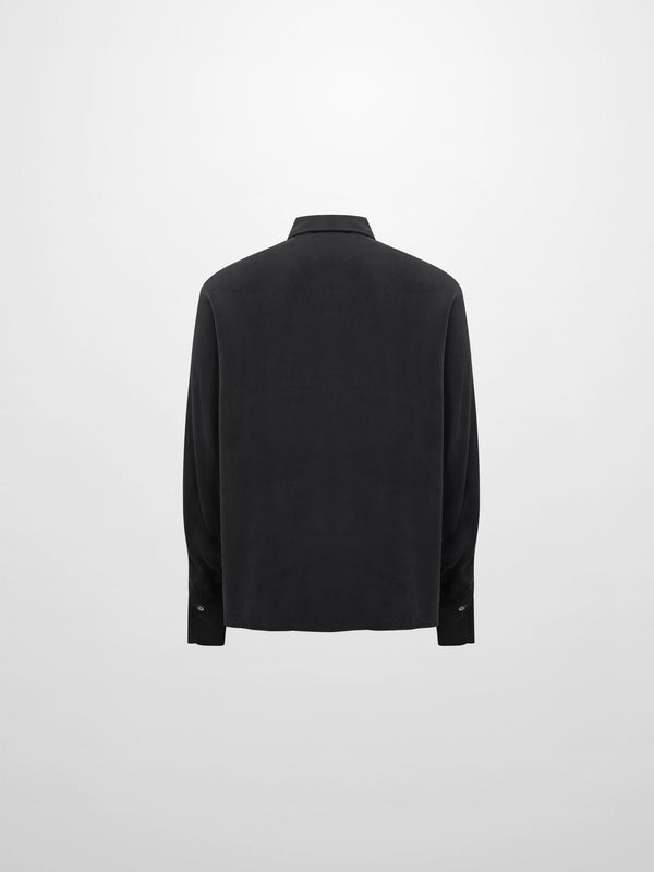 Dolman Sleeve Cupro Blouse-Black