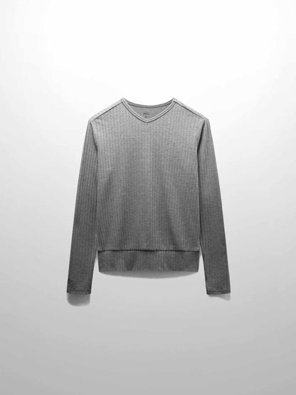 Ribbed High V Bomber-Grey
