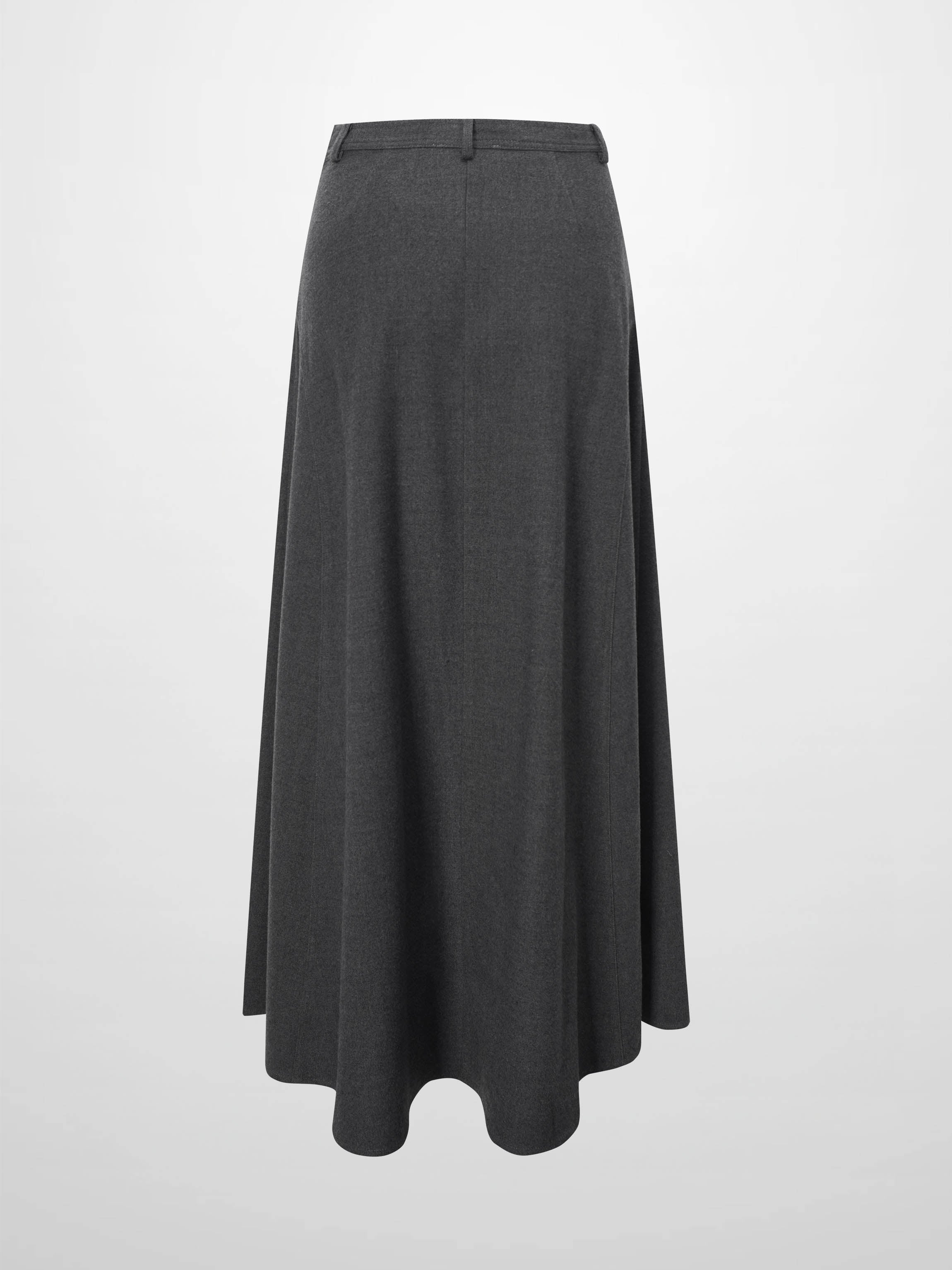 Wool Blend Yoke Skirt 37&quot;-Grey
