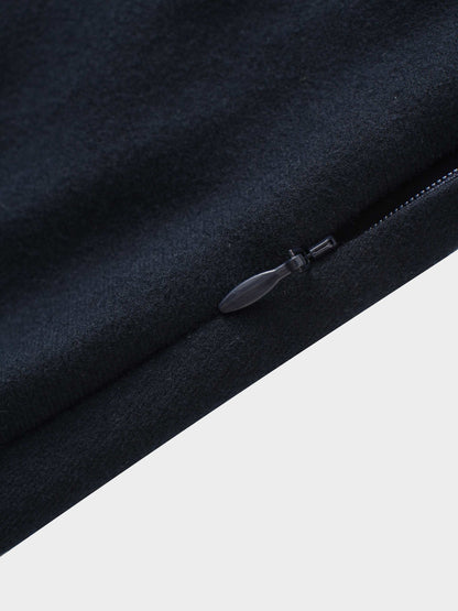 Basic A-Line Seamed Short Skirt-Navy