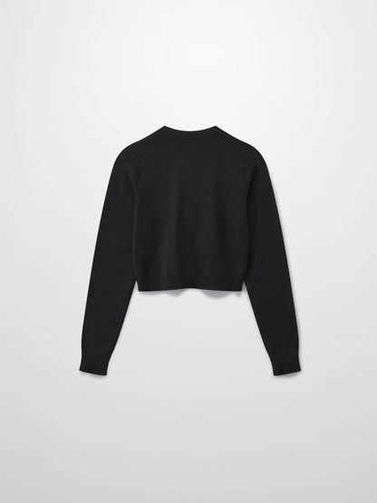 Embellished Cluster Crop Cardigan-Black