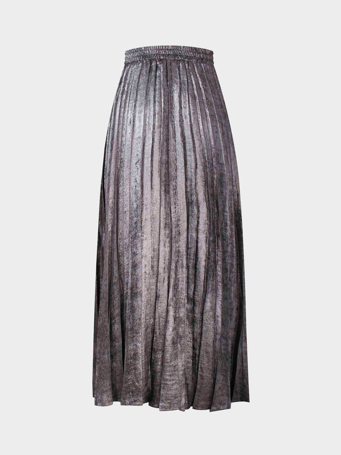 Covered Band Pleated Skirt-Gunmetal Shimmer