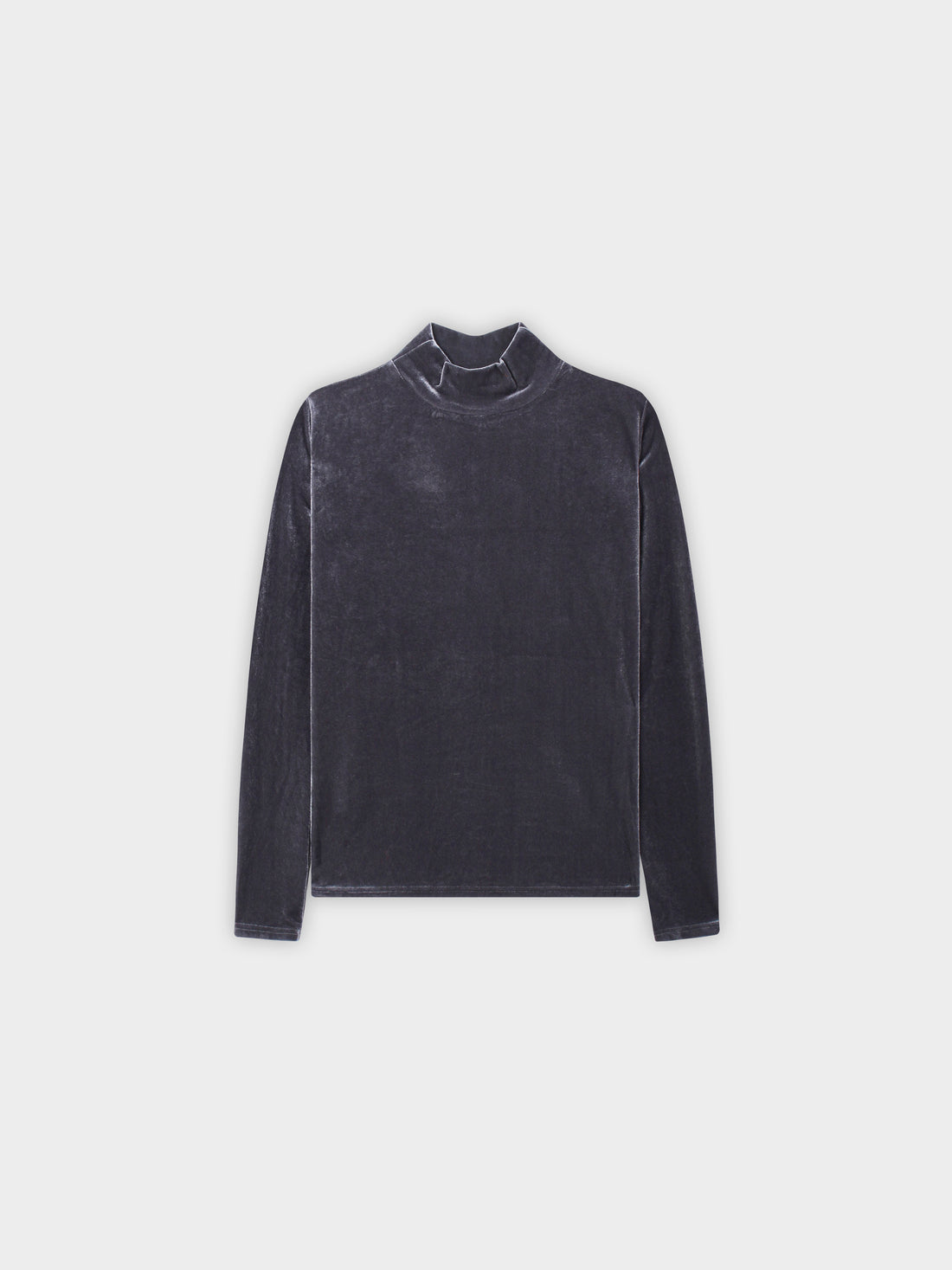 Velour Mock Neck Turtleneck-Grey