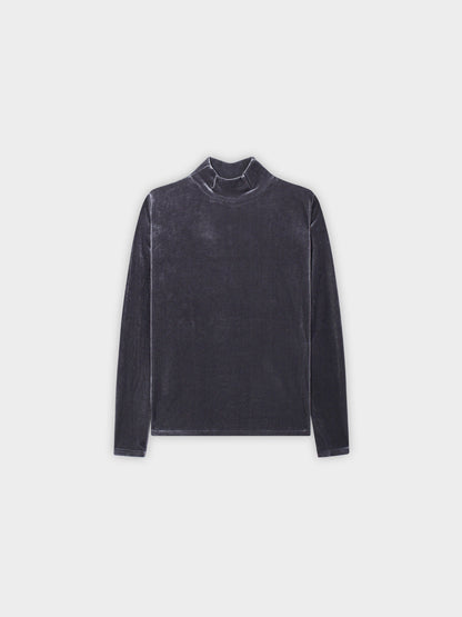 Velour Mock Neck Turtleneck-Grey