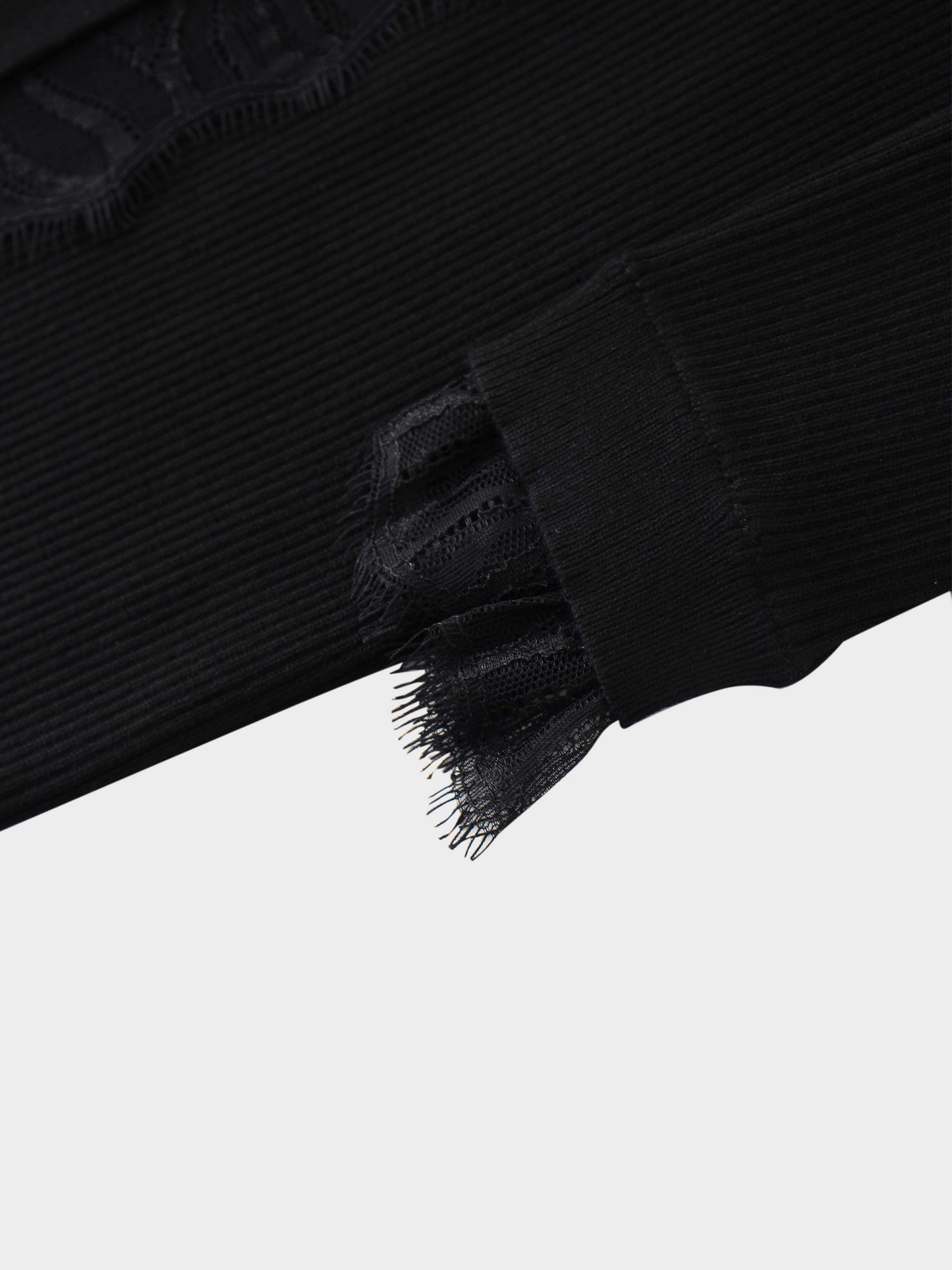 Lace Trimmed Sweater-Black