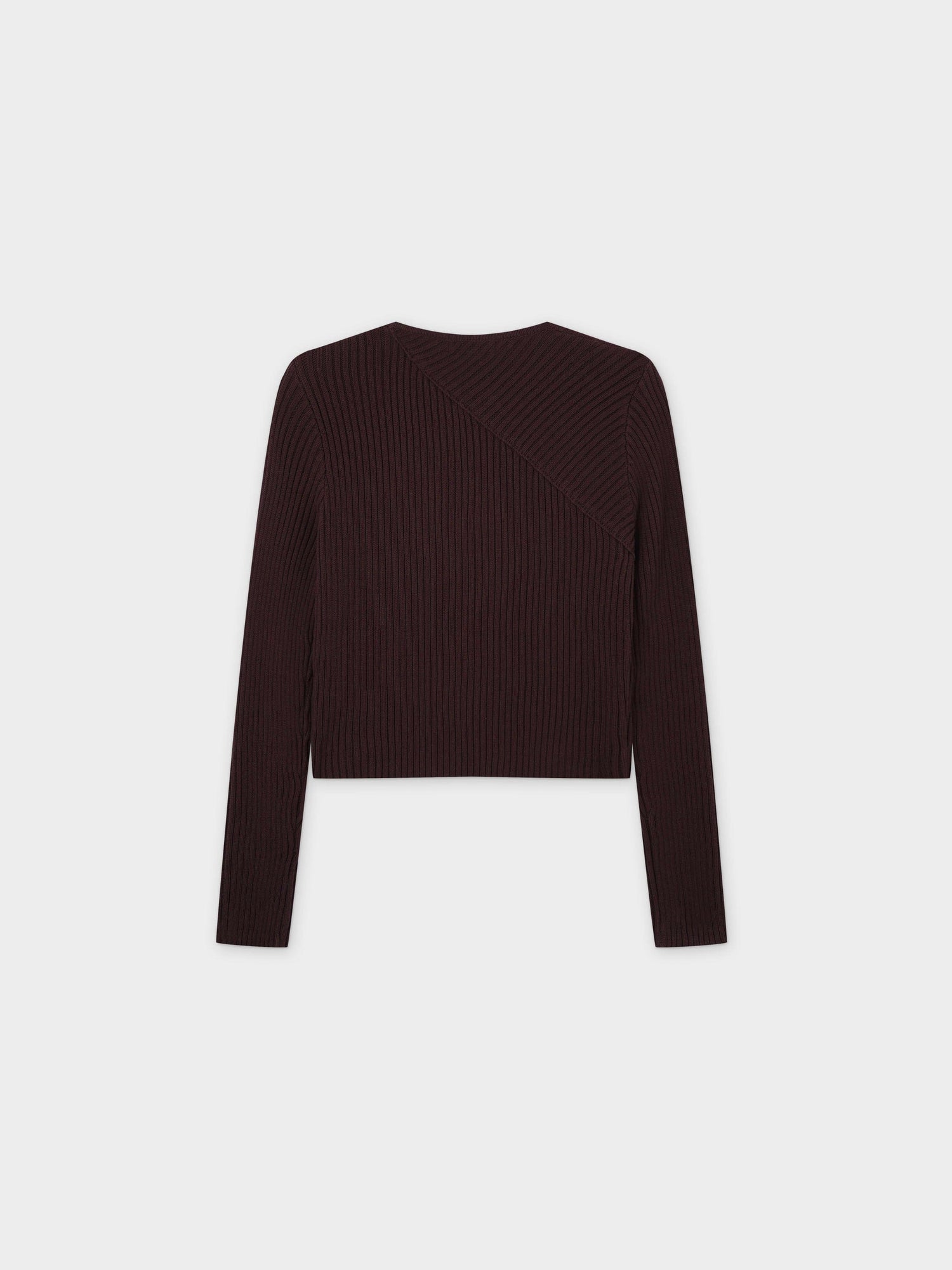 V Bottom Crop Sweater-Brown