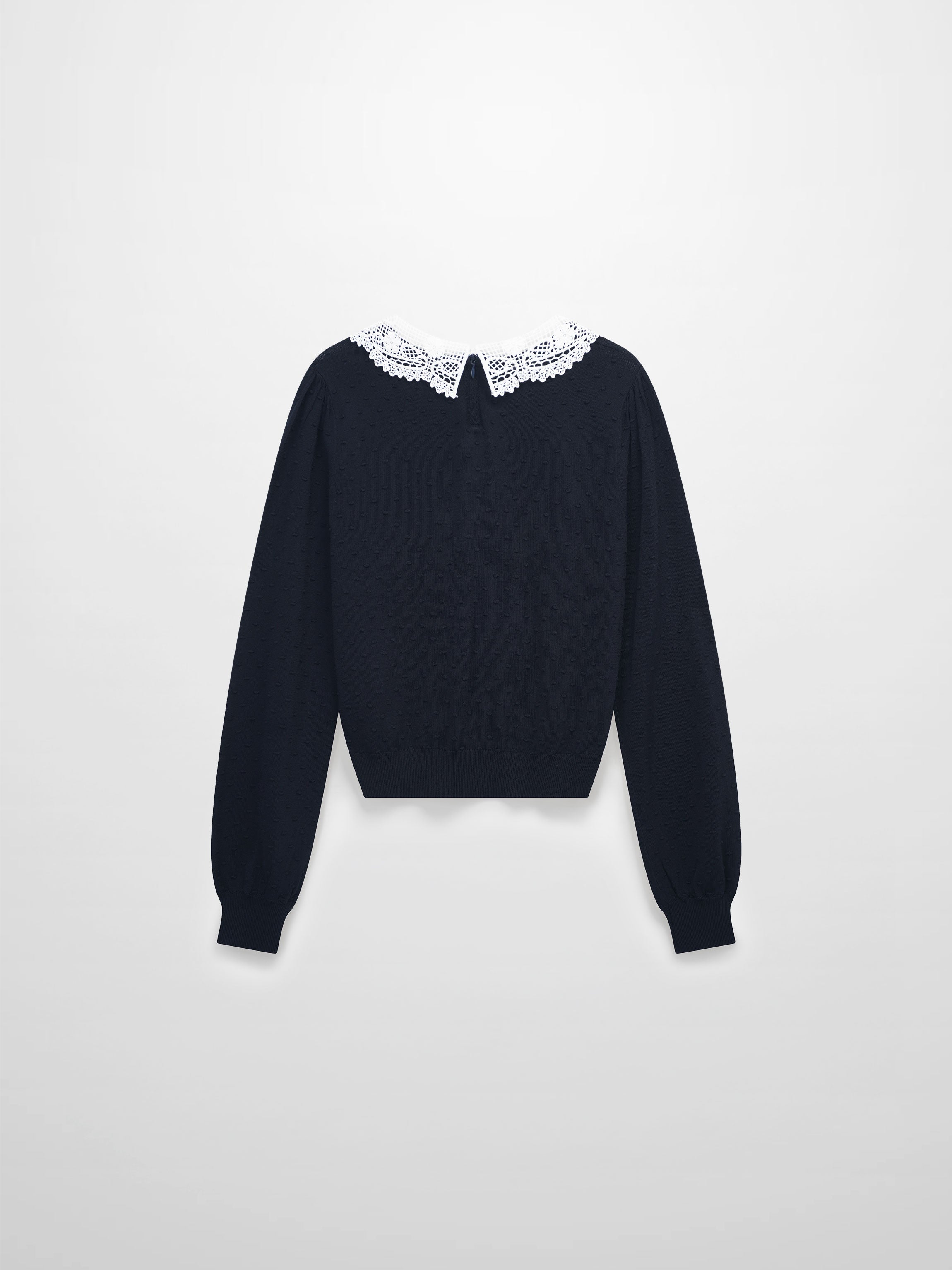 Crew Neck Pebbled Sweater-Navy