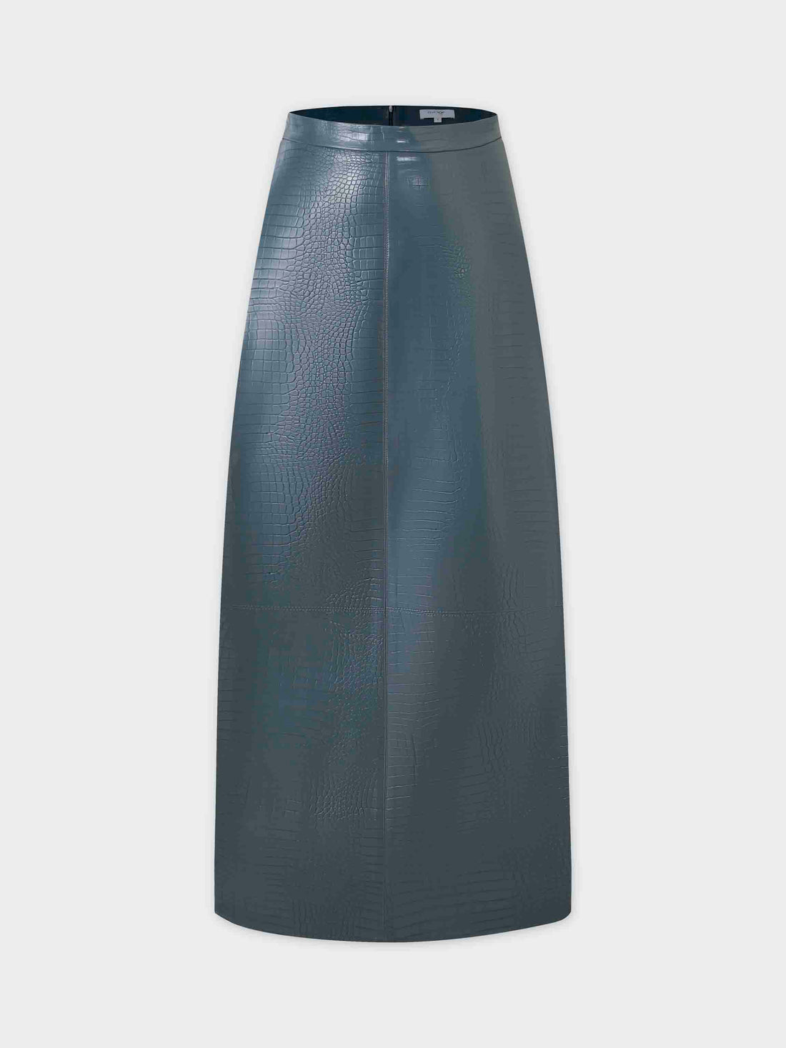 Croc Leather Skirt-Teal