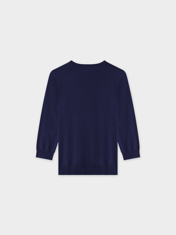 Basic Crew Sweater 3Q-Navy