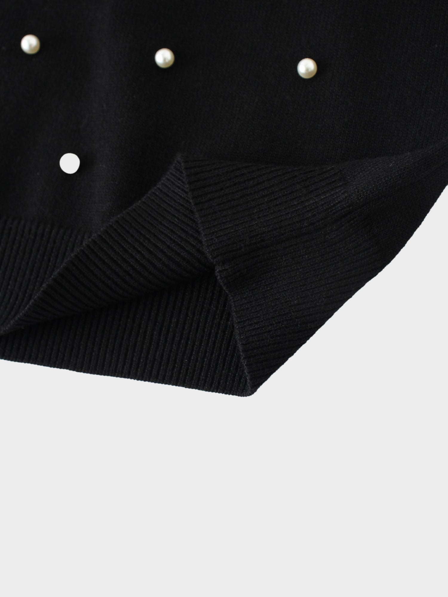 Pearl Embellished Sweater-Black