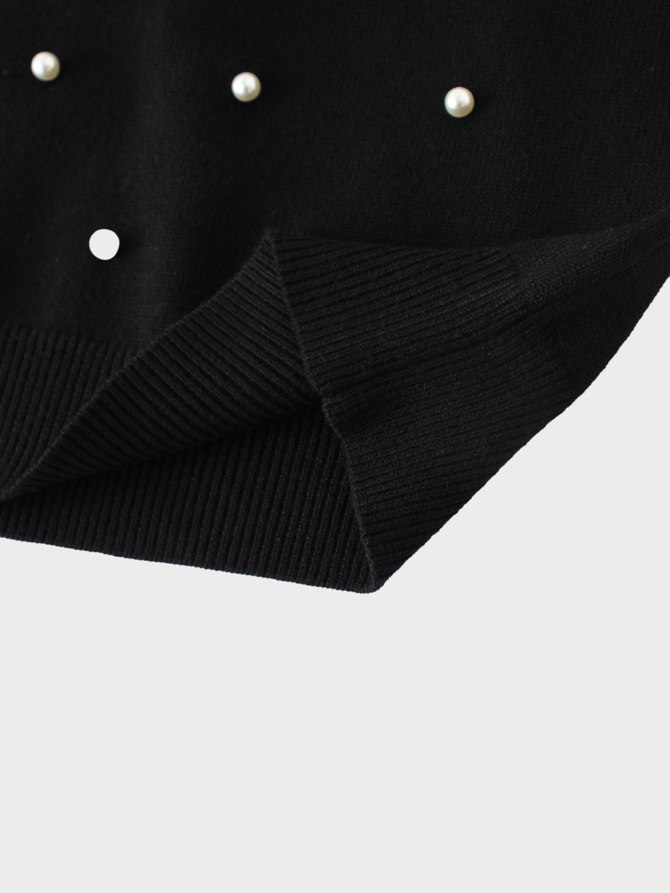 Pearl Embellished Sweater-Black