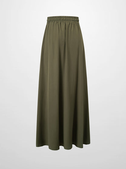 Drawstring Circle Skirt-Olive