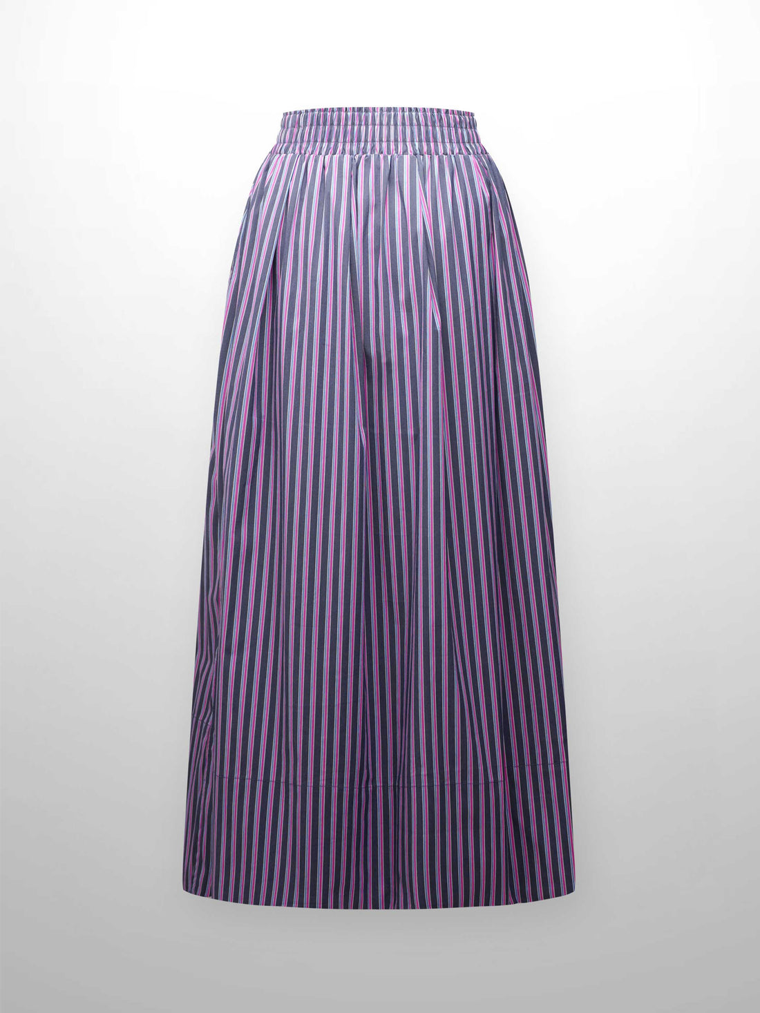 Striped Gathered Waist Skirt-Pink Stripe