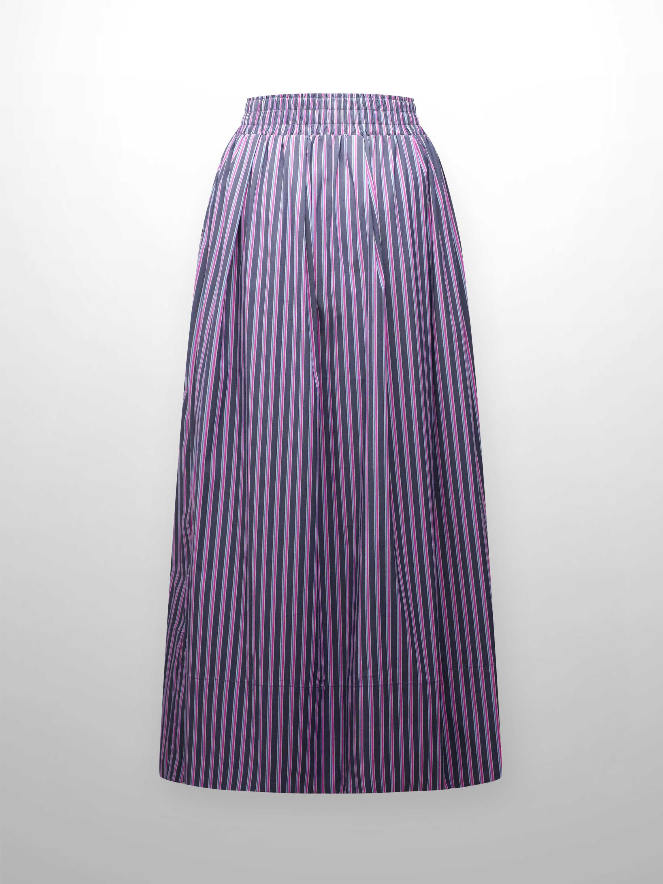 Striped Gathered Waist Skirt-Pink Stripe