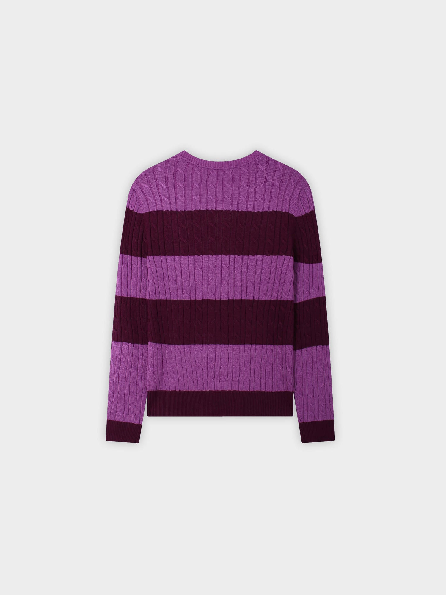 Striped Cable Sweater-Burgundy/Fuchsia