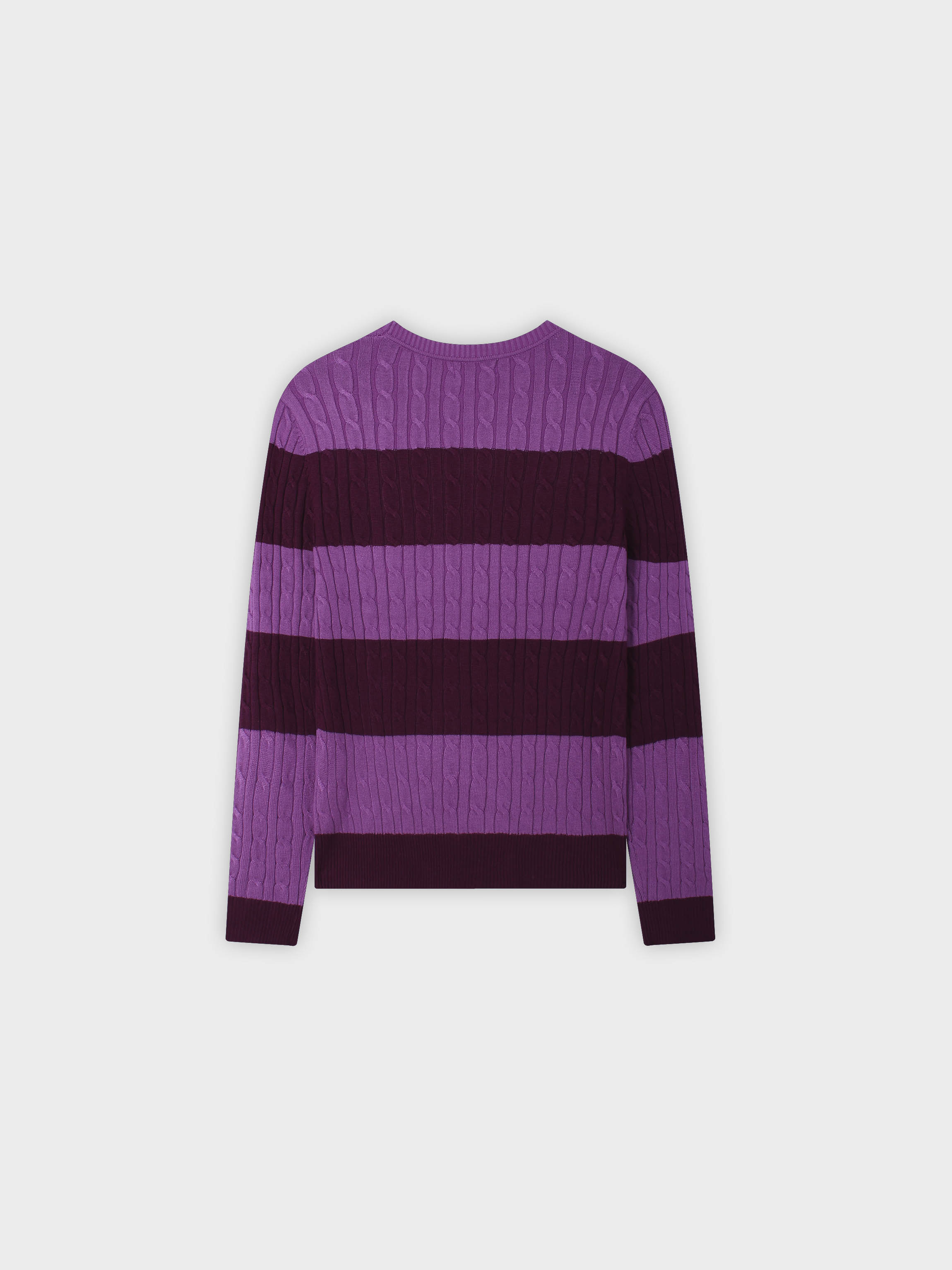 Striped Cable Sweater-Burgundy/Fuchsia