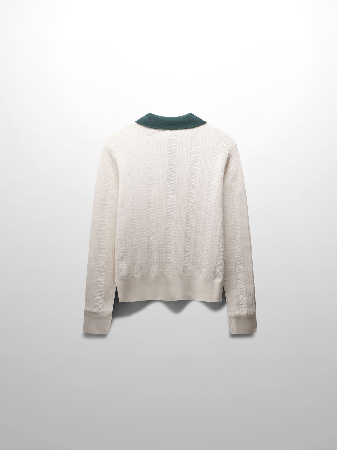 Knit Detail Collar Sweater-Cream/Green