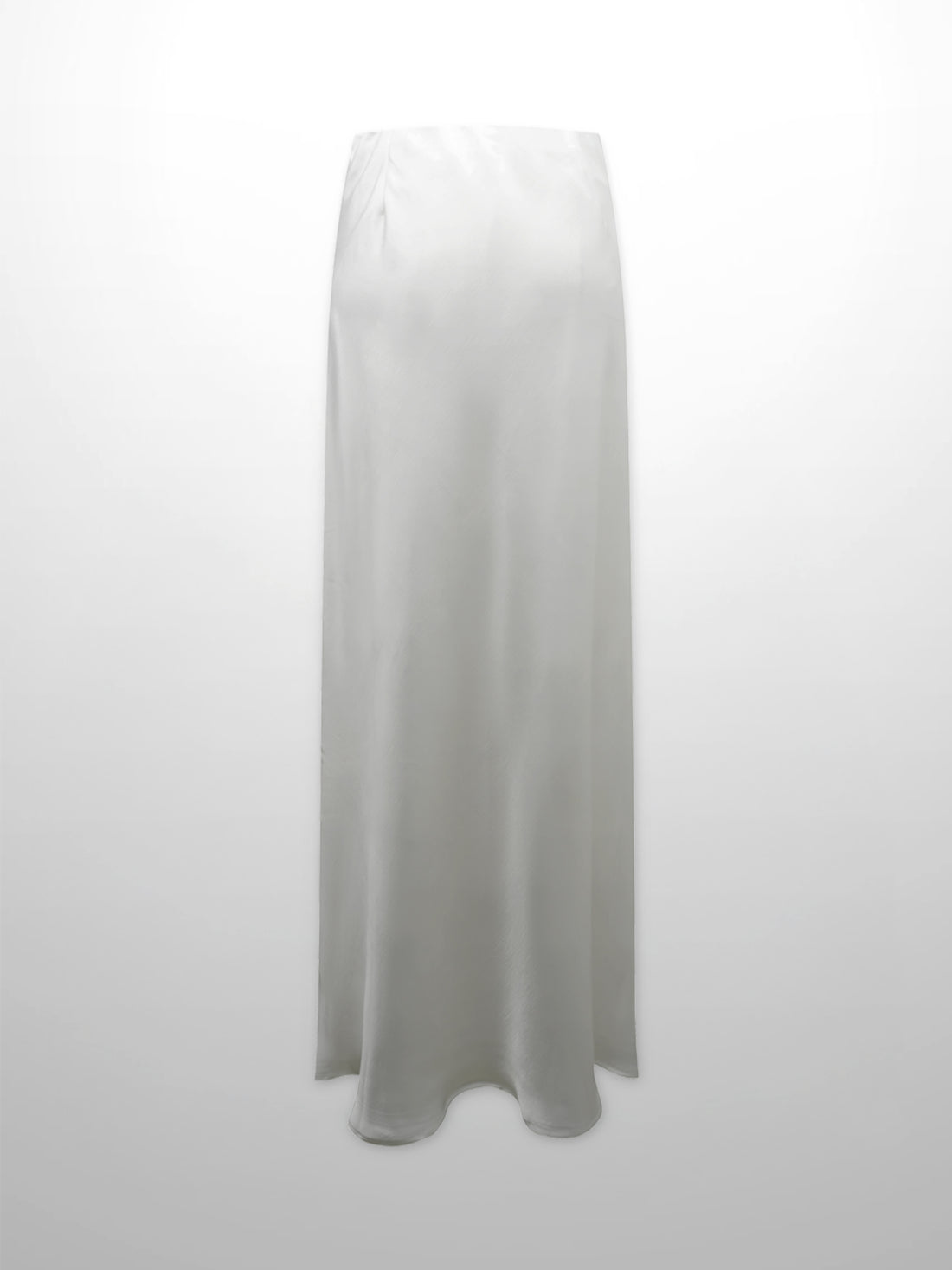 Faux Satin A-Line Skirt-White
