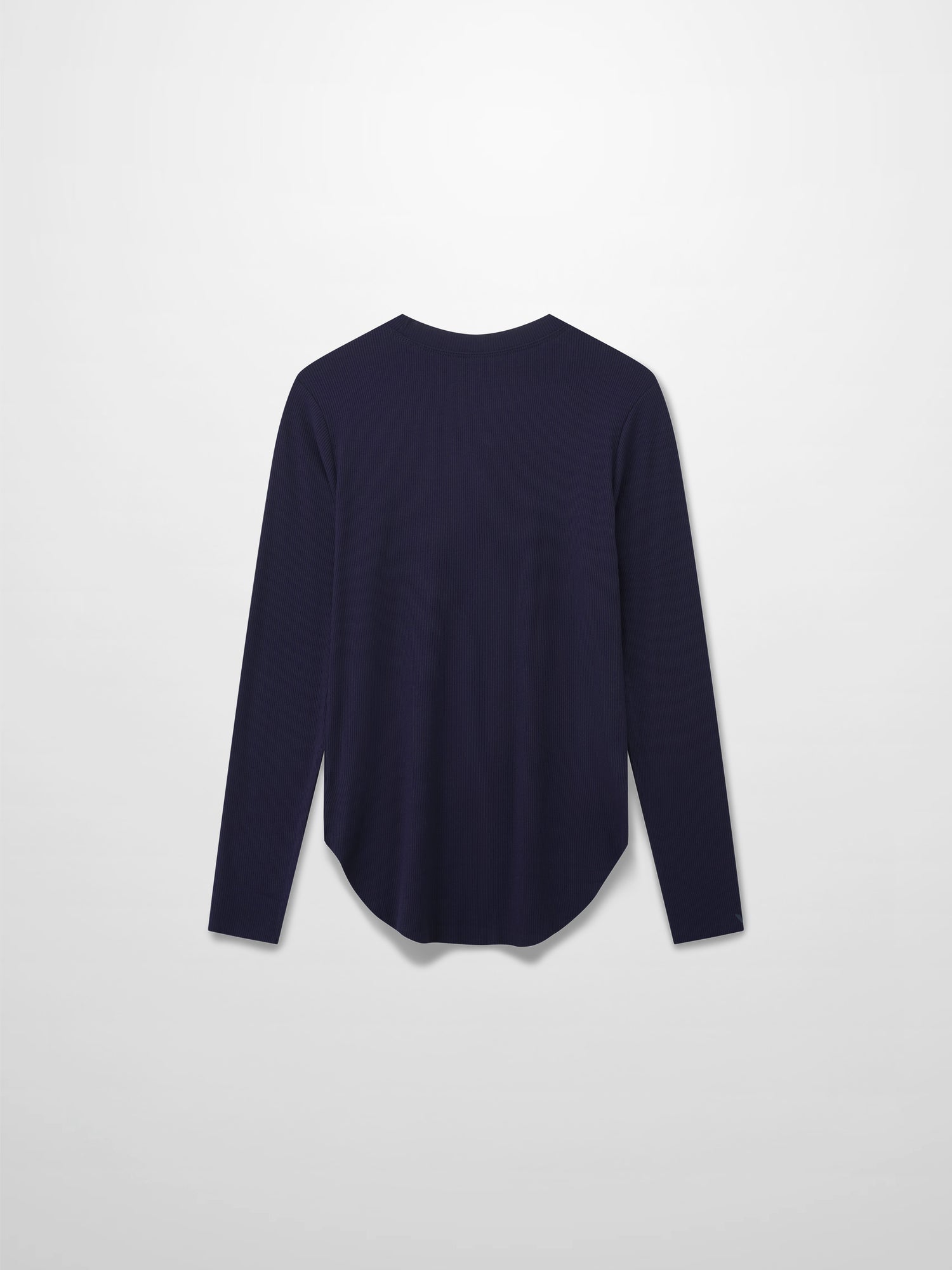 Rounded Hem Ribbed T-Shirt-Navy