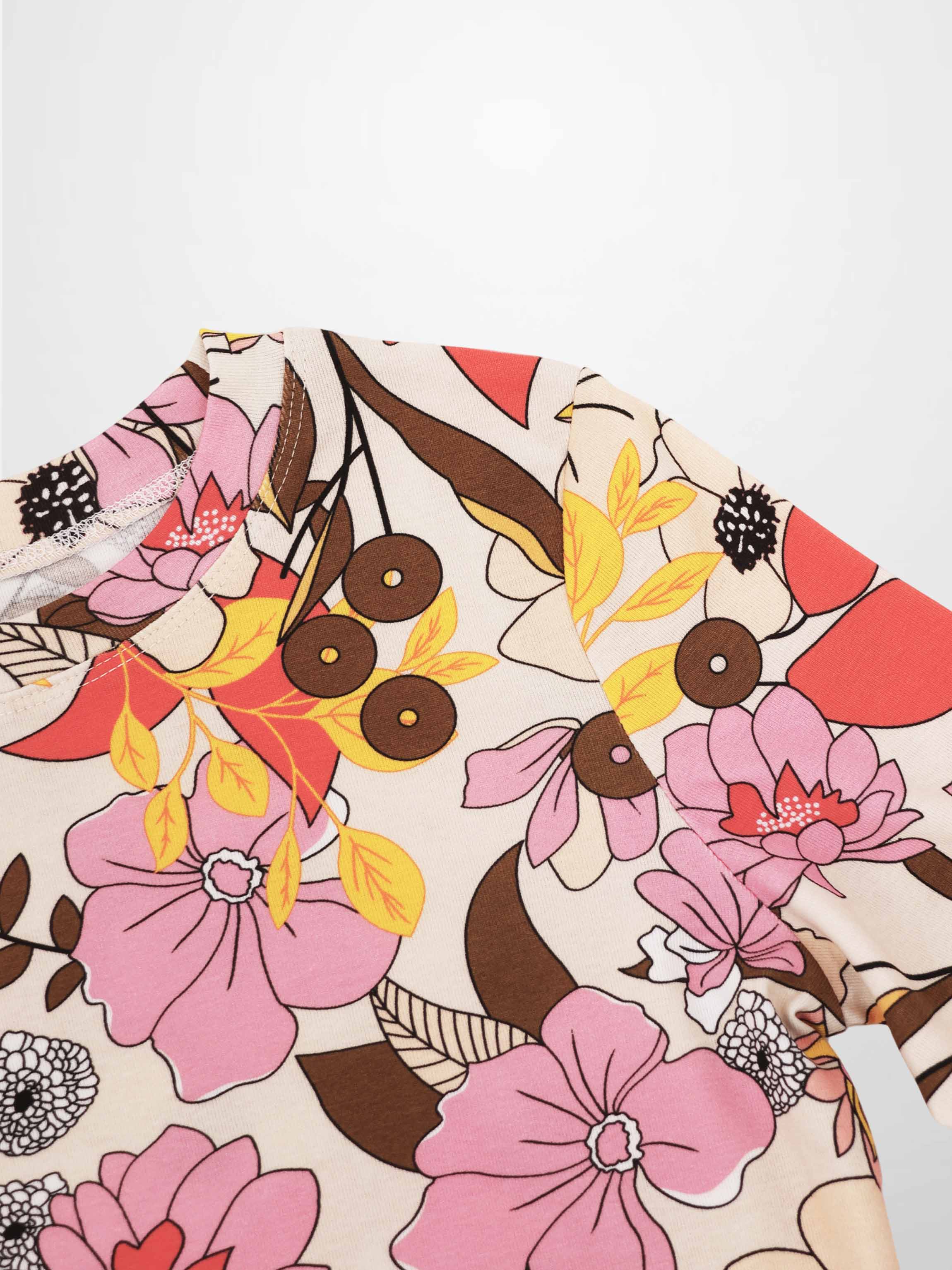 Basic Printed T-shirt-Colorful Floral