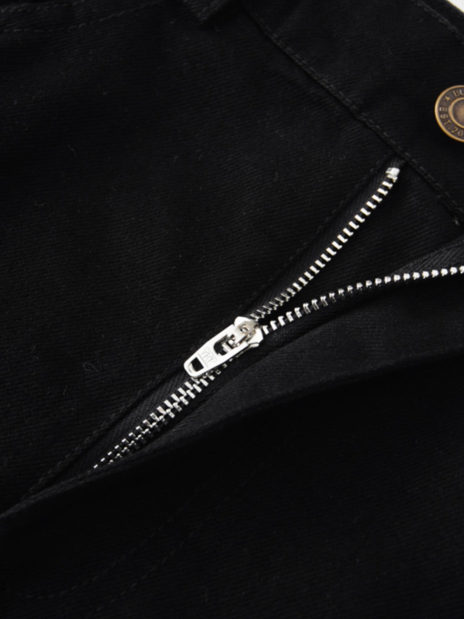 Seamed Full Denim Skirt-Black