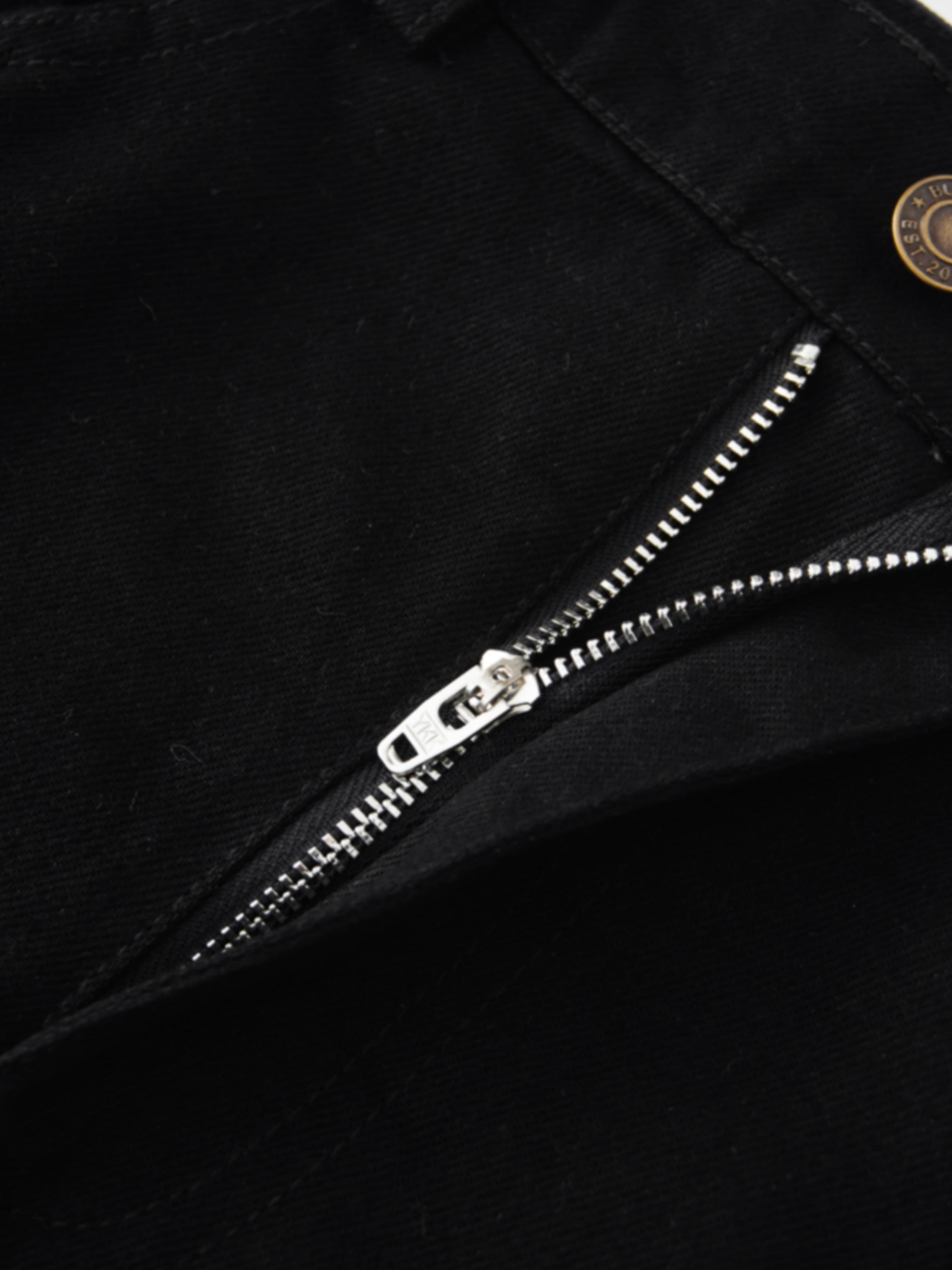 Seamed Full Denim Skirt-Black