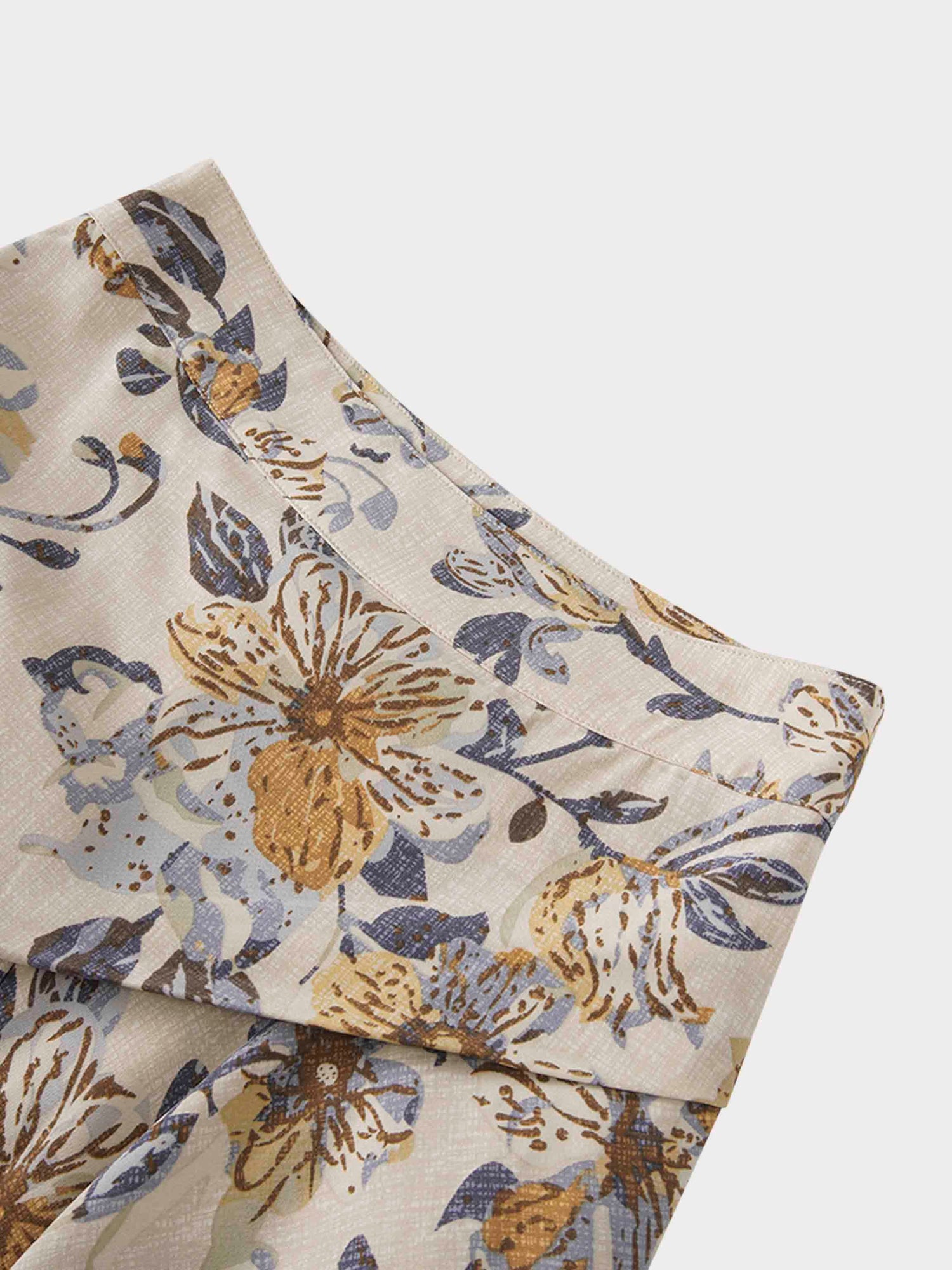 Gathered Overlay Skirt-Oatmeal Floral