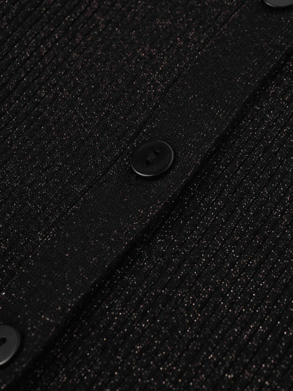 Lurex Ribbed Sweater-Black