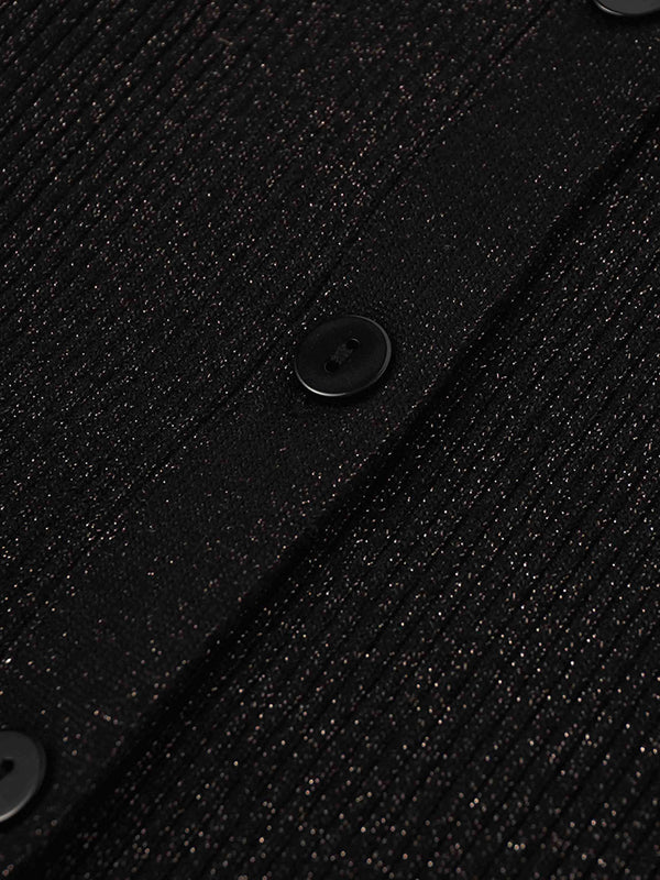 Lurex Ribbed Sweater-Black