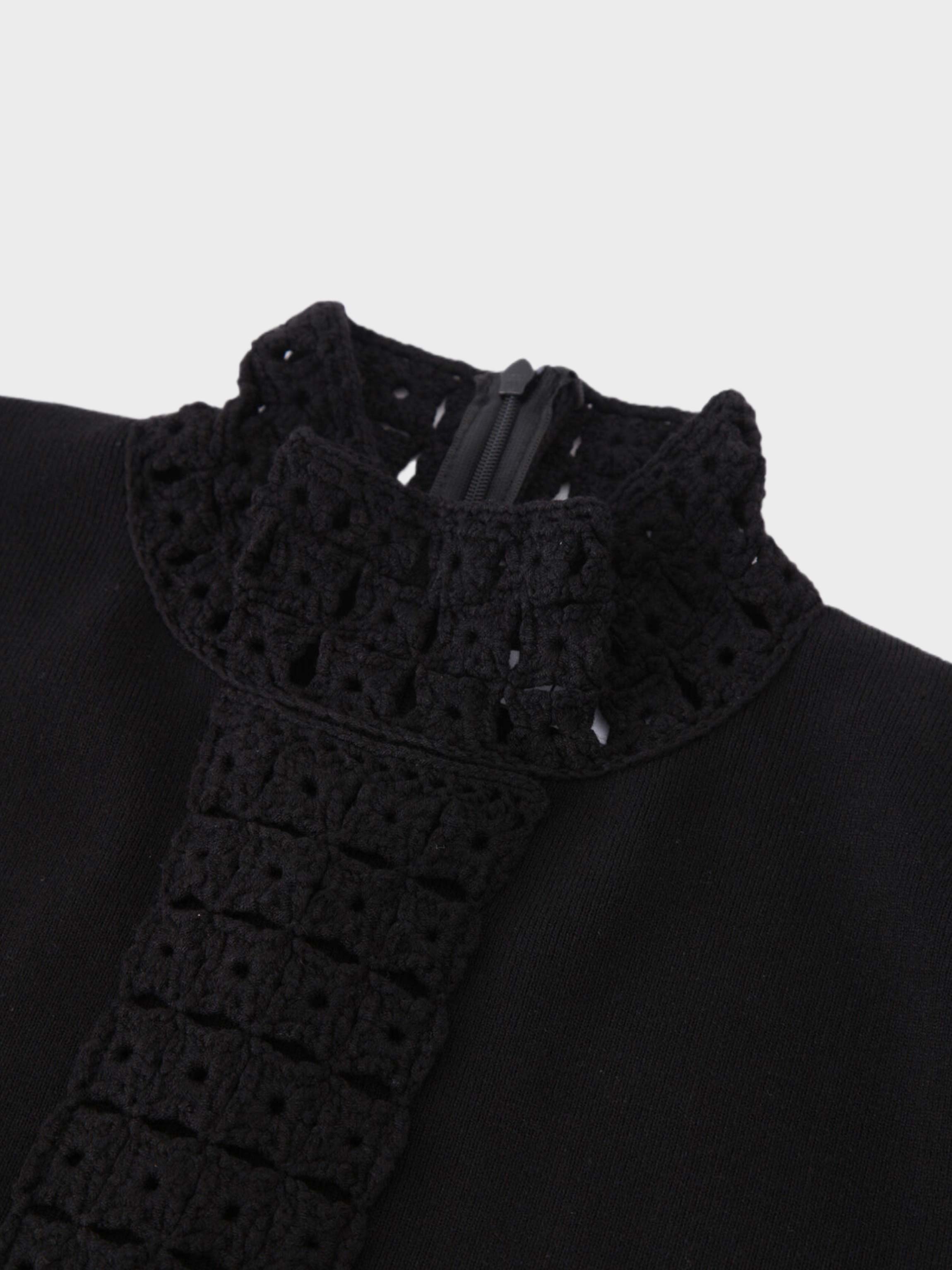 Crochet Detail Dress-Black