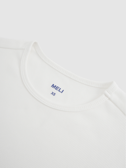 Ribbed Crew Bomber-White