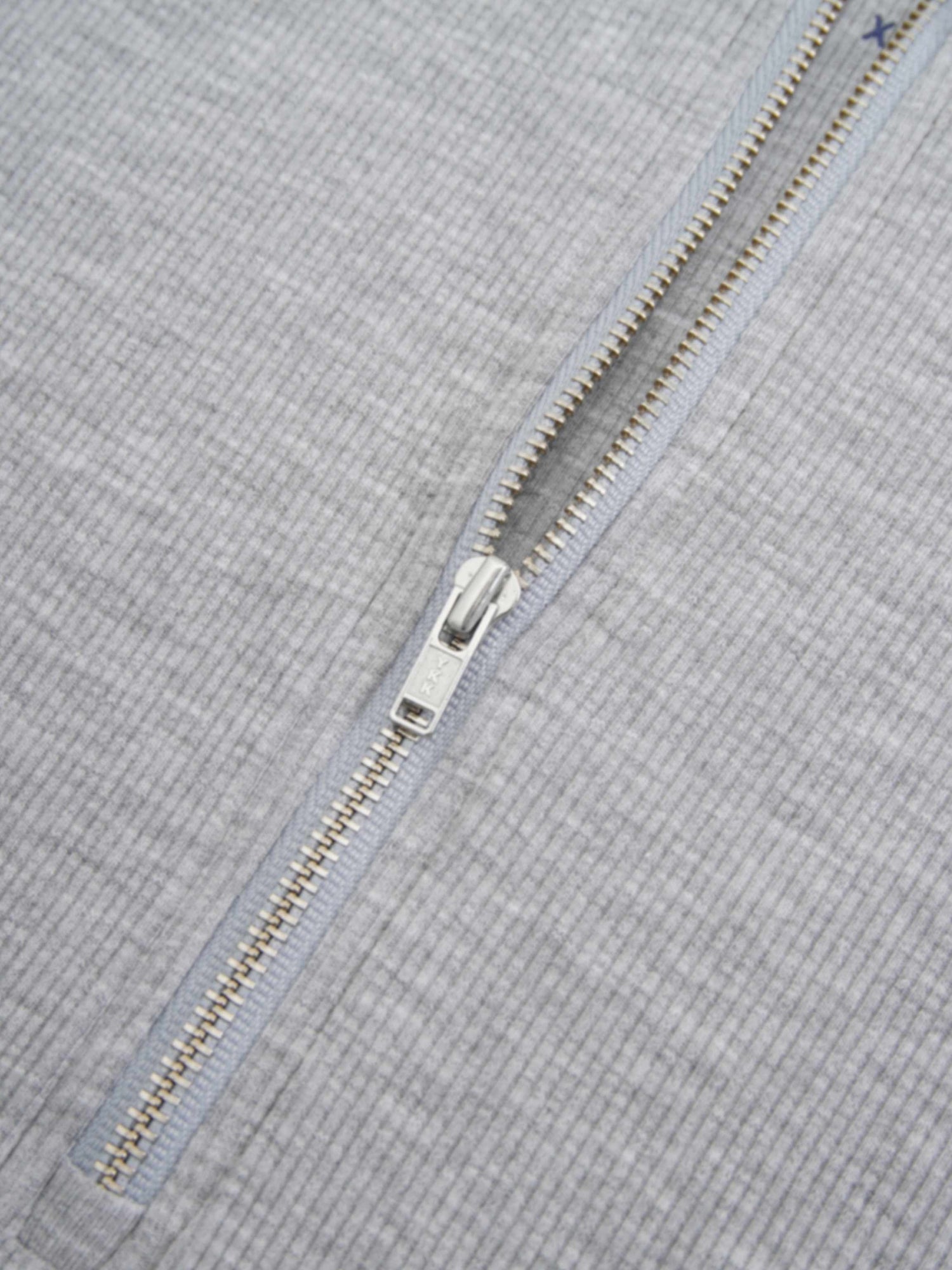 Ribbed Half Zip Hoodie Tee-Grey