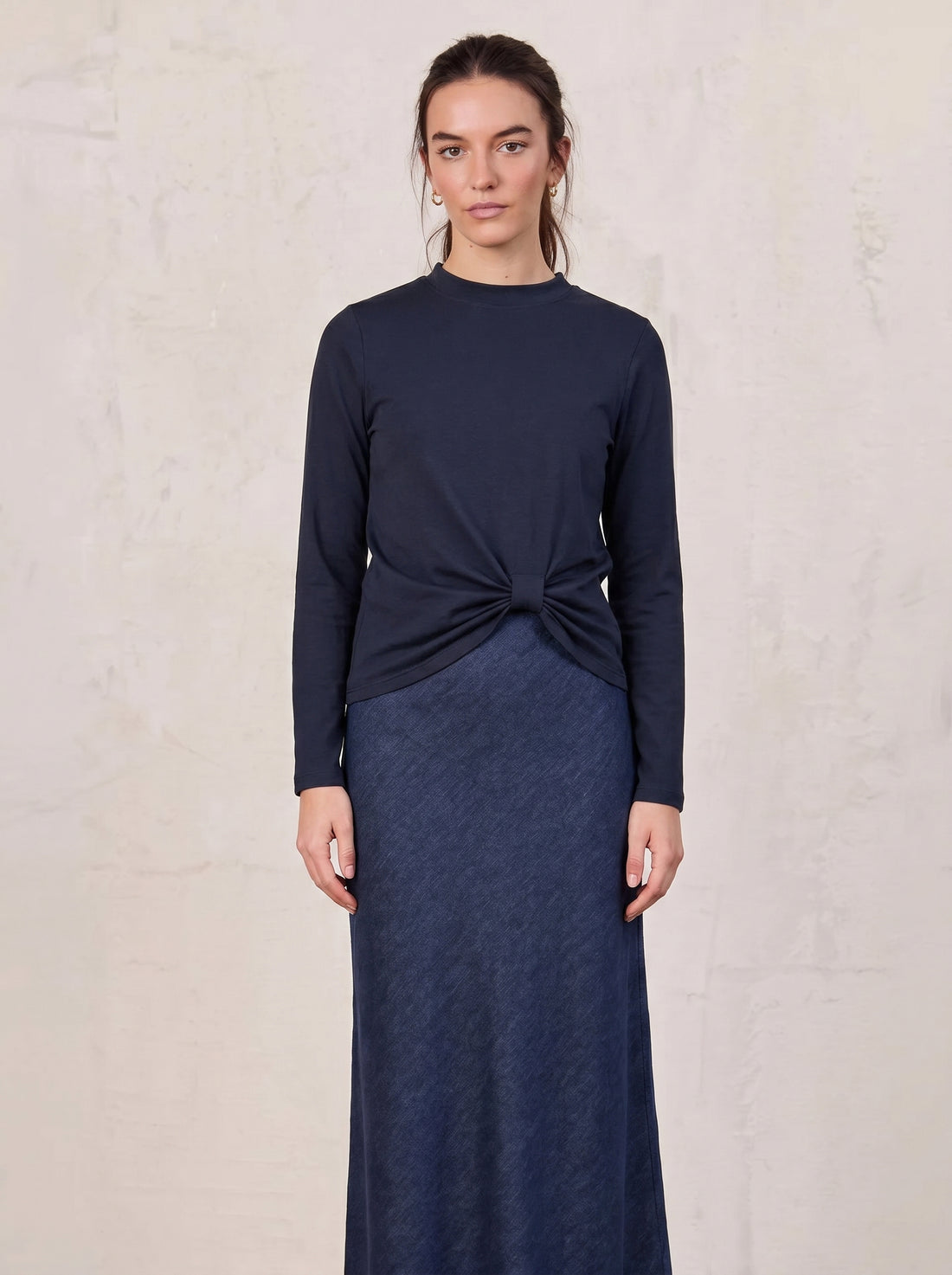 Side Knot Tee-Deep Navy