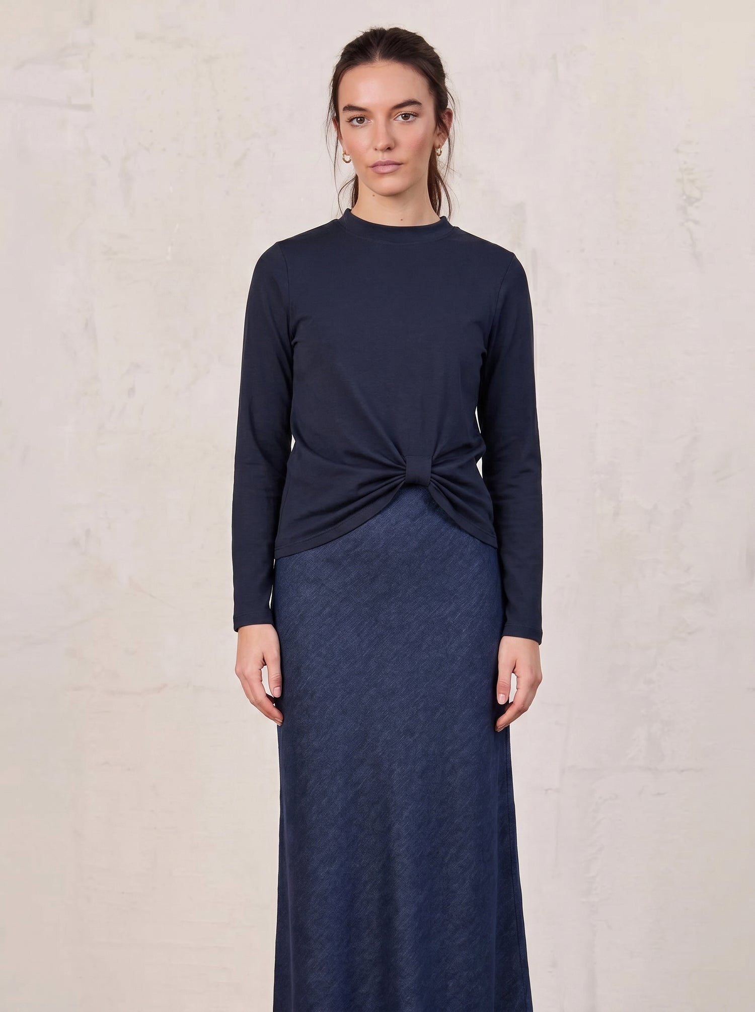 Side Knot Tee-Deep Navy