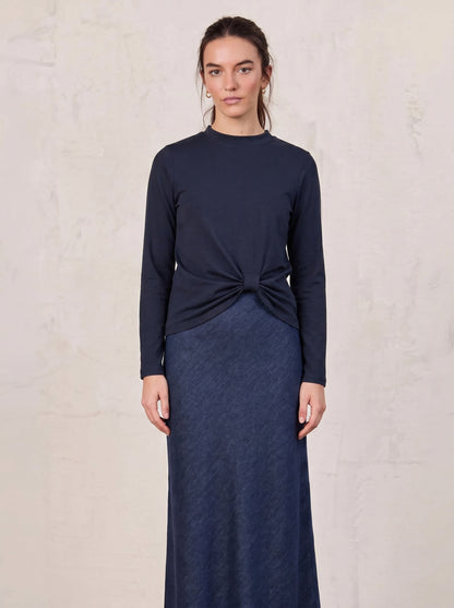 Side Knot Tee-Deep Navy