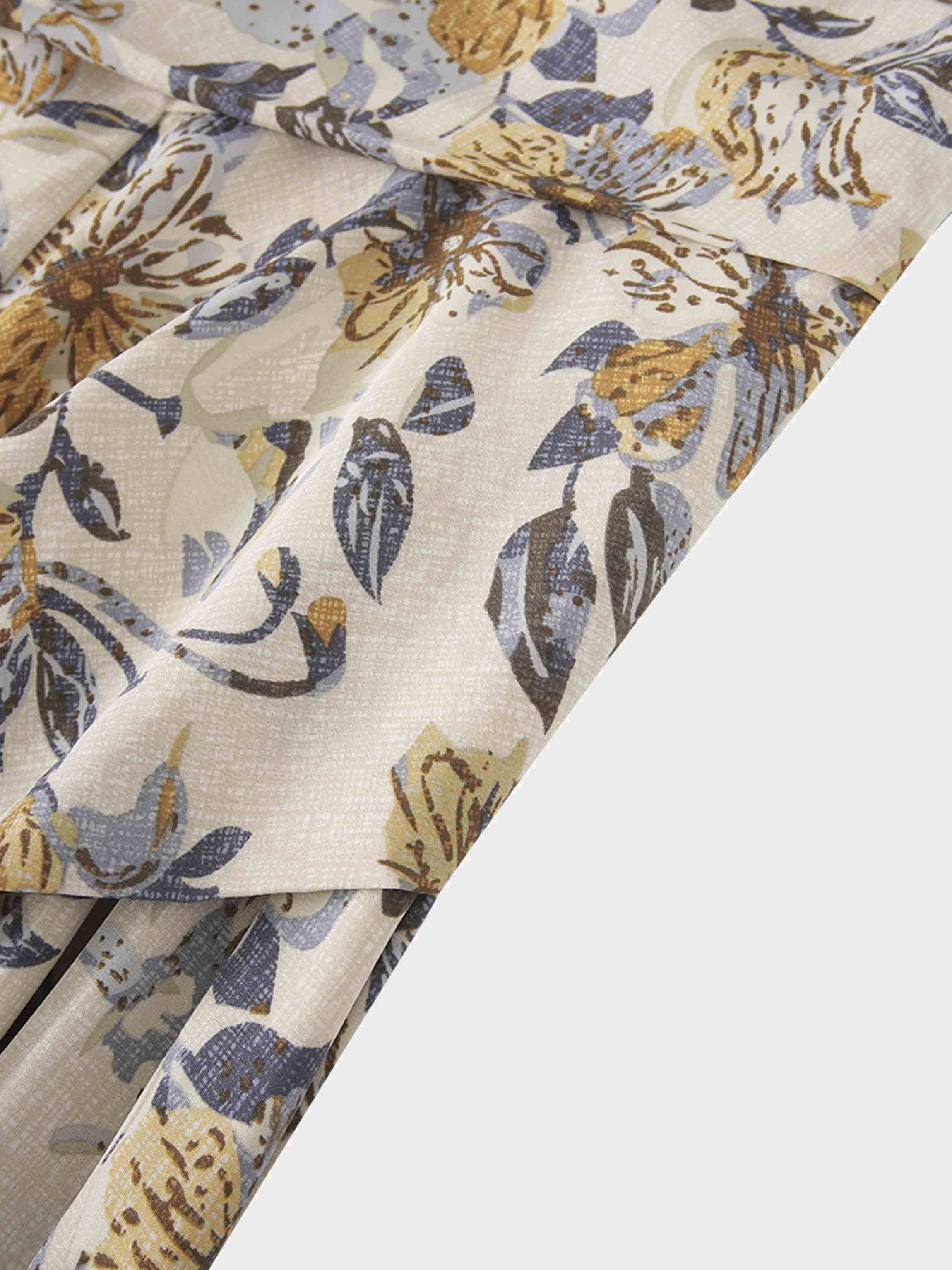 Gathered Overlay Skirt-Oatmeal Floral